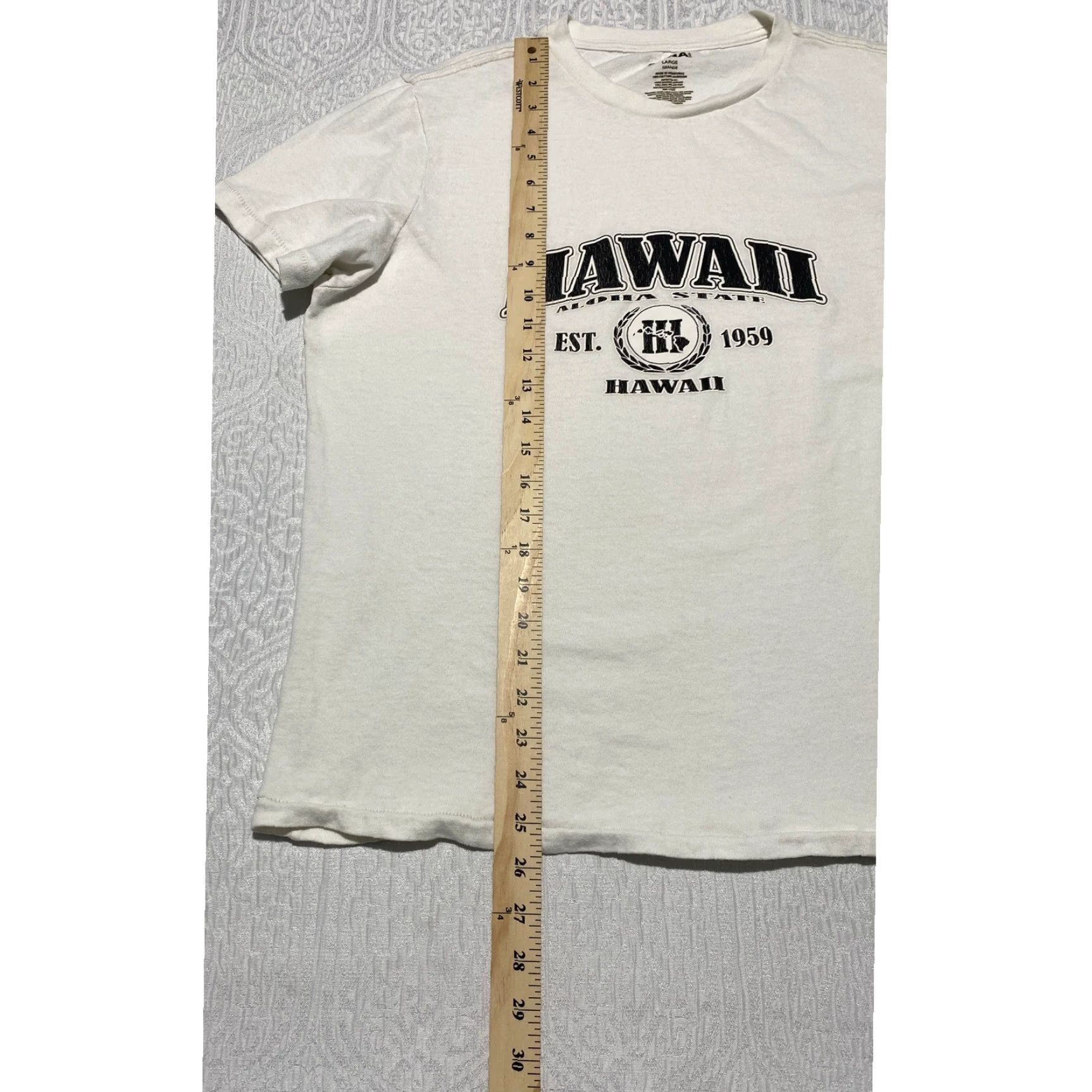 Vintage SUNA Hawaii Aloha State Est 1959 Graphic T-Shirt Mens White Cotton Tee Size US L / EU 52-54 / 3 - 7 Thumbnail