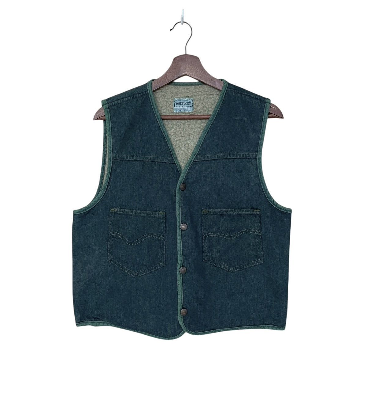 Sears × Vintage Vintage Brand Roebuck Fur Denim Vest 1980s Size US M / EU 48-50 / 2 - 1 Thumbnail