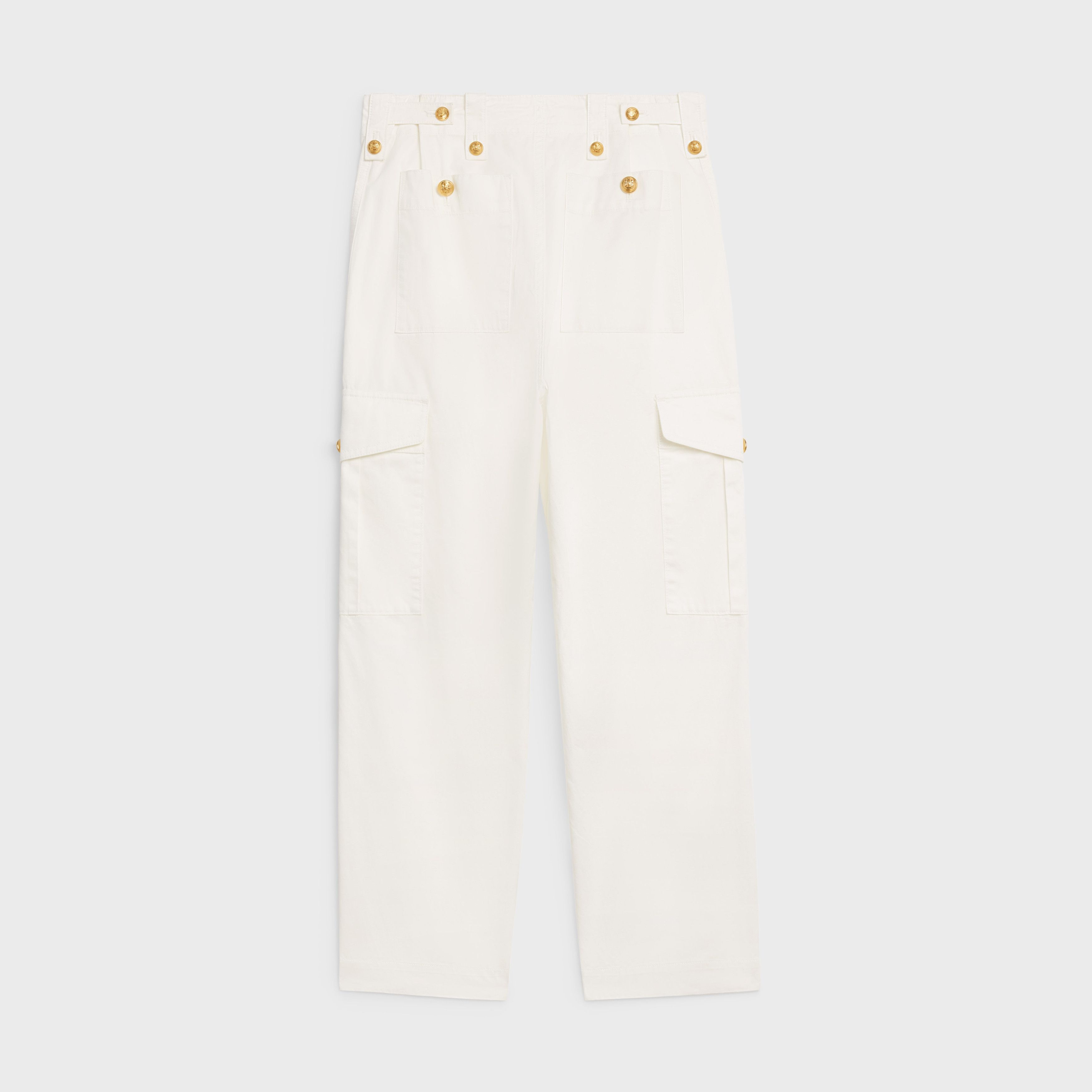 Celine o1w1db11124 Cotton Linen Cargo Pant in White Size 24" / US 00 / IT 34 - 2 Thumbnail