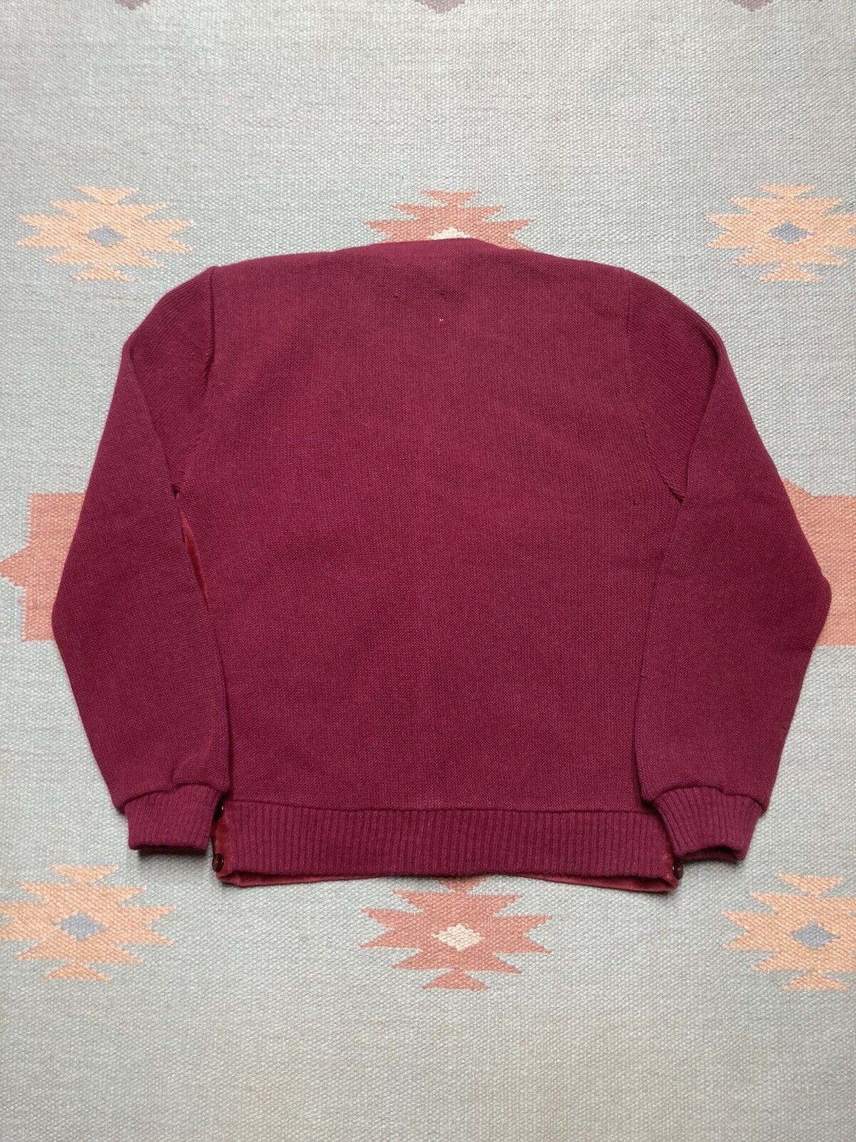Vintage Vtg 60s cardigan sweater velour knit maroon women’s small Size S / US 4 / IT 40 - 4 Thumbnail