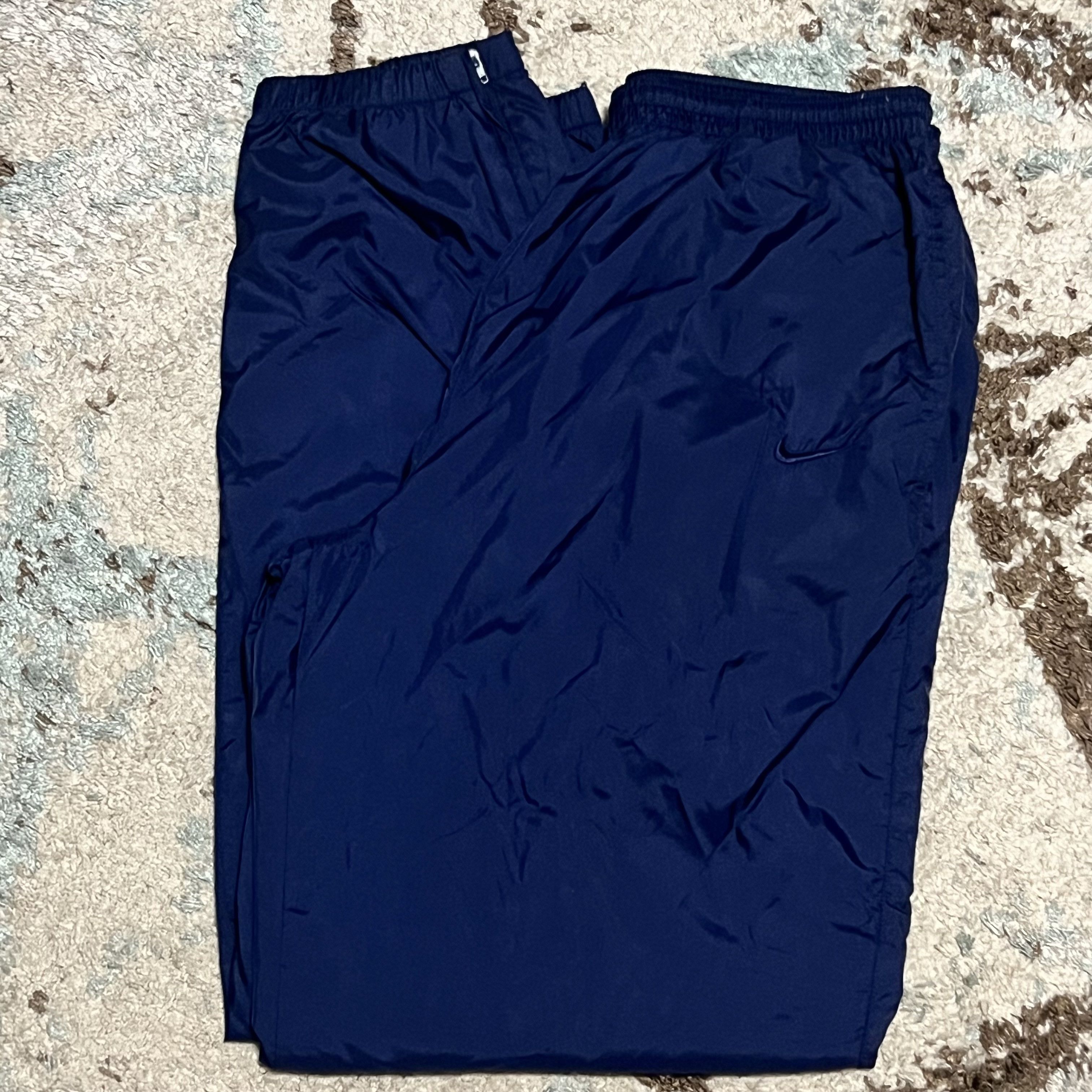 Nike × Vintage Vintage 90s Nike Fleece Lined Track Pants Size Large Navy Size US 34 / EU 50 - 1 Thumbnail