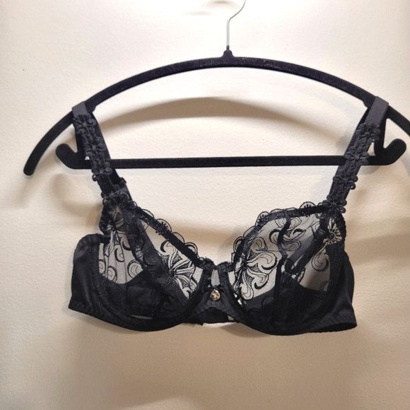 Other Simone Perele Black Floral Lace Sheer Underwired Bra 32d Size ONE SIZE - 1 Thumbnail