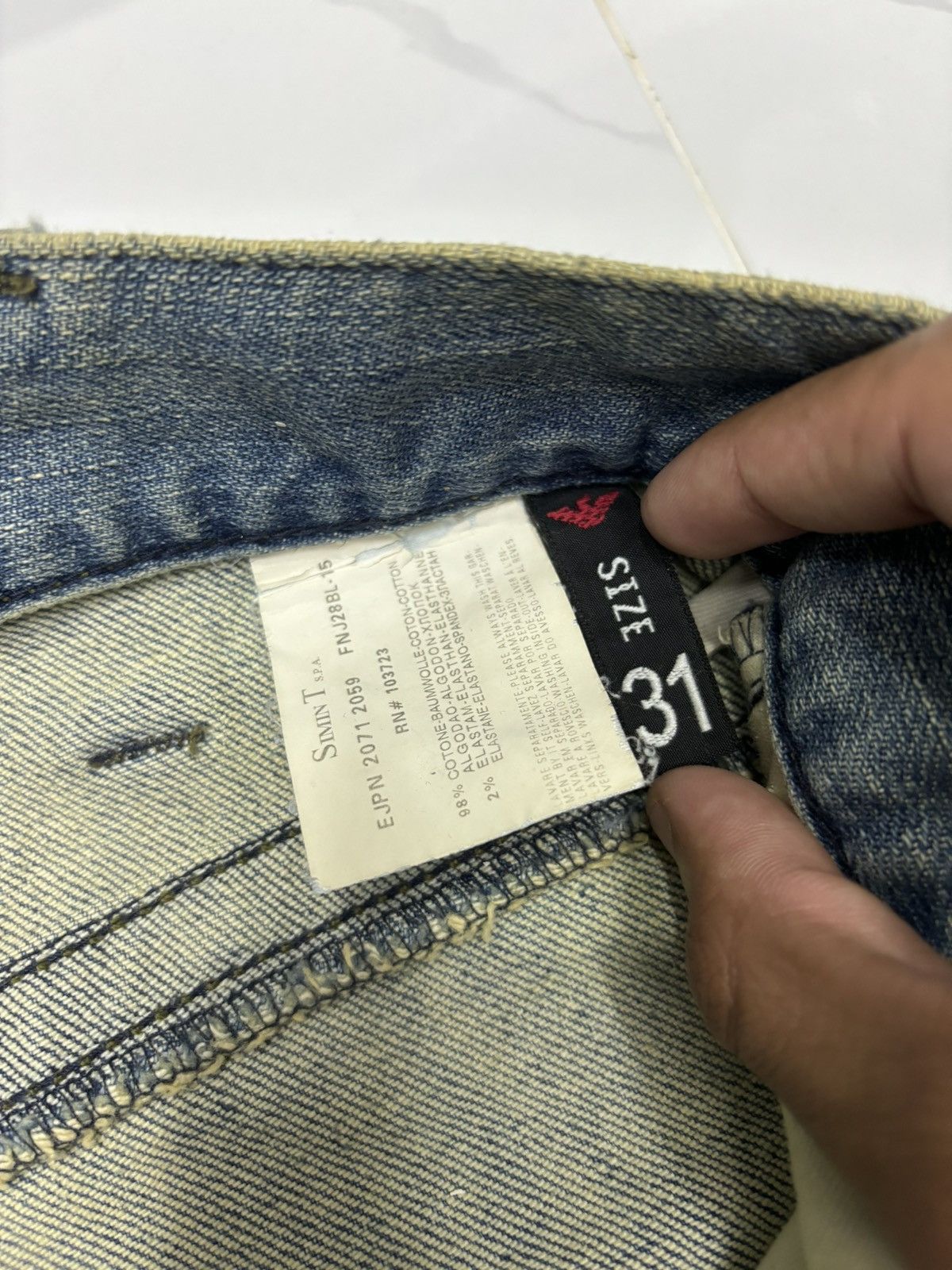 Emporio Armani × If Six Was Nine 🔥EMPORIO ARMANI DENIM BLUE BAGGY DISTRESSED DENIM JEANS Size US 33 - 9 Thumbnail
