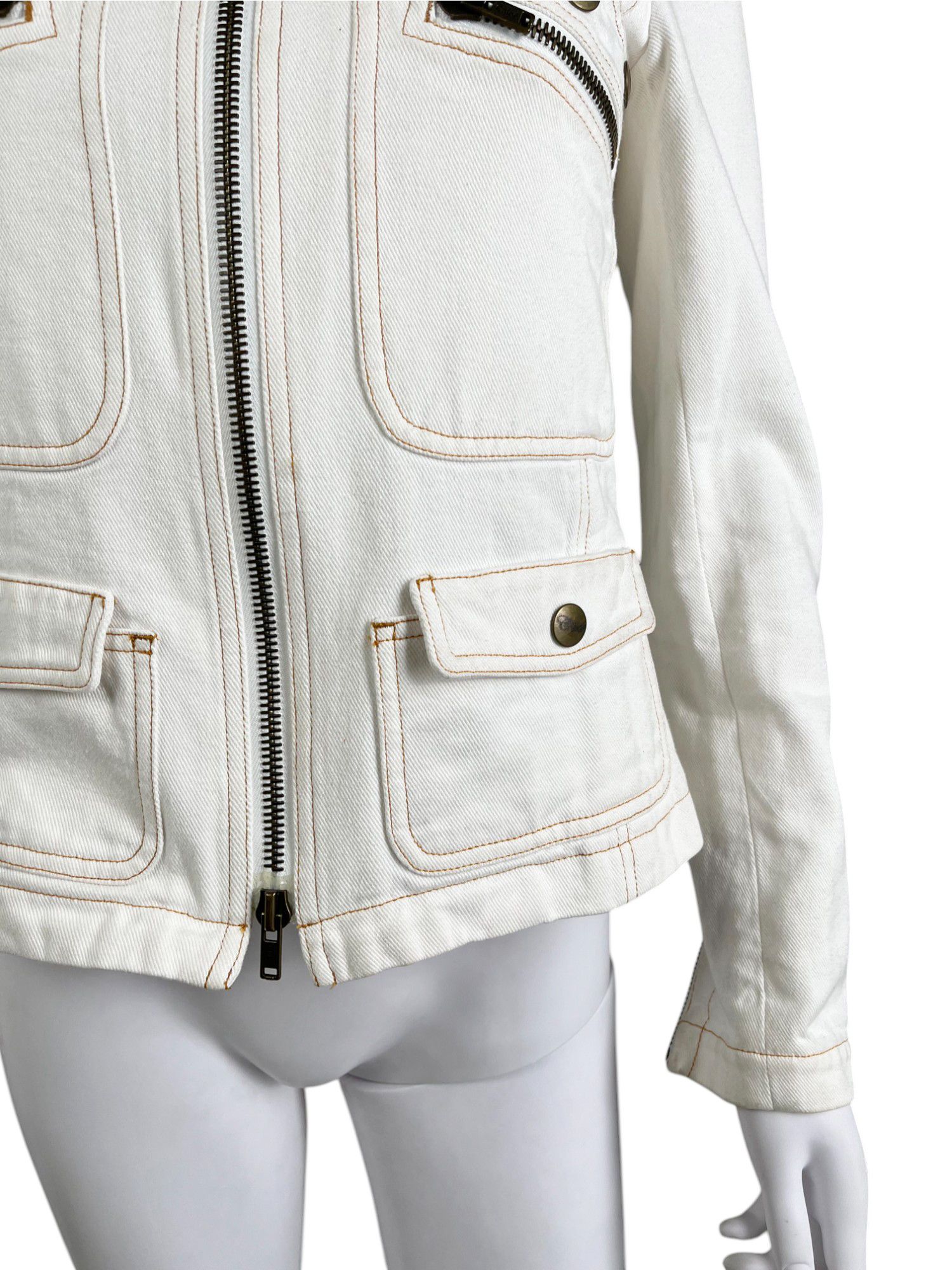 Chloe by Phoebe Philo S/S 2004 White Cotton Studded Jacket Size S / US 4 / IT 40 - 4 Thumbnail