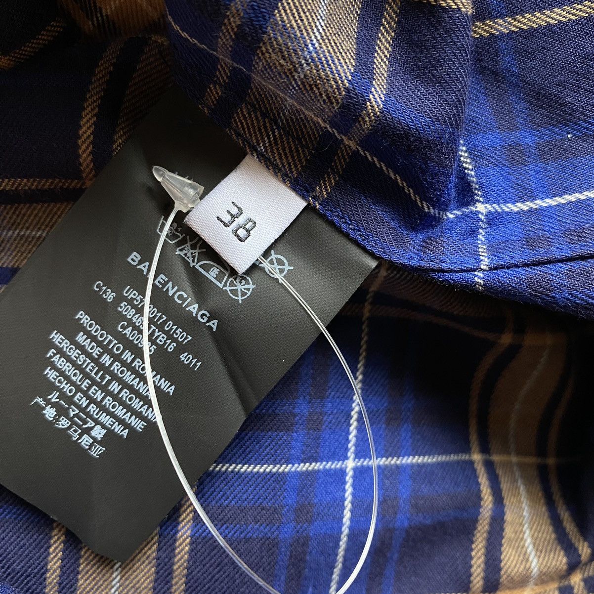 Balenciaga Balenciaga Logo Blue Plaid Oversize Shirt Size US M / EU 48-50 / 2 - 5 Thumbnail