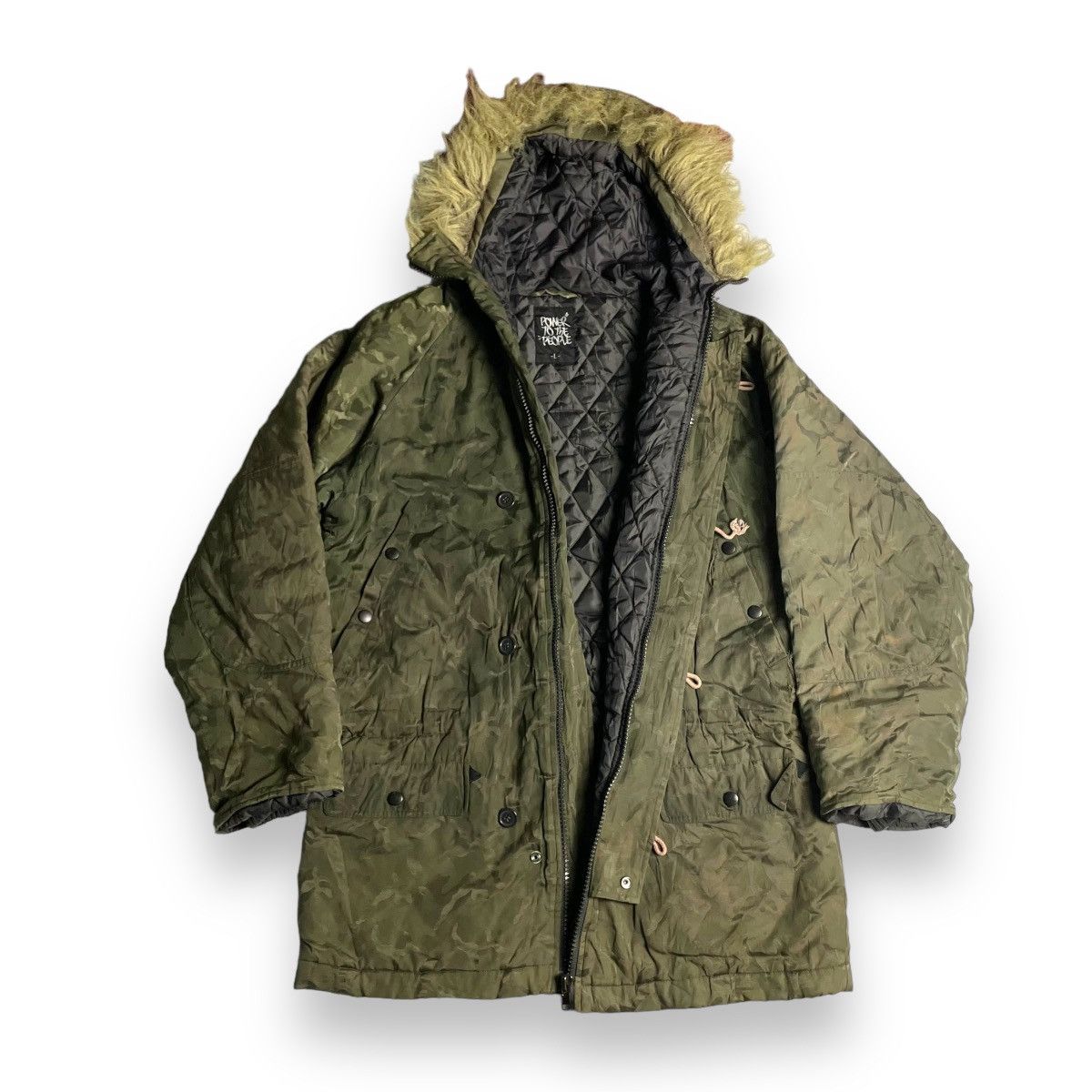 GOA 🇯🇵 VINTAGE POWER TO THE PEOPLE REALTREE FUR HOODIE JACKET Size US L / EU 52-54 / 3 - 3 Thumbnail