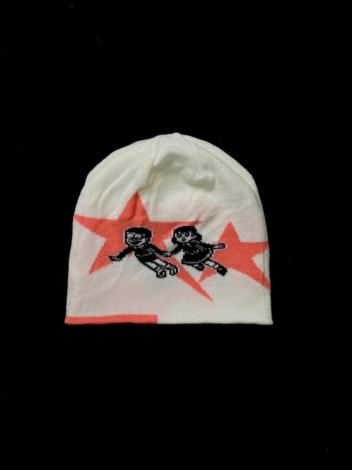 Japanese Brand Y2k Anime Pattern No Cuff Knit Reversible Beanie Hat White Size ONE SIZE - 6 Thumbnail
