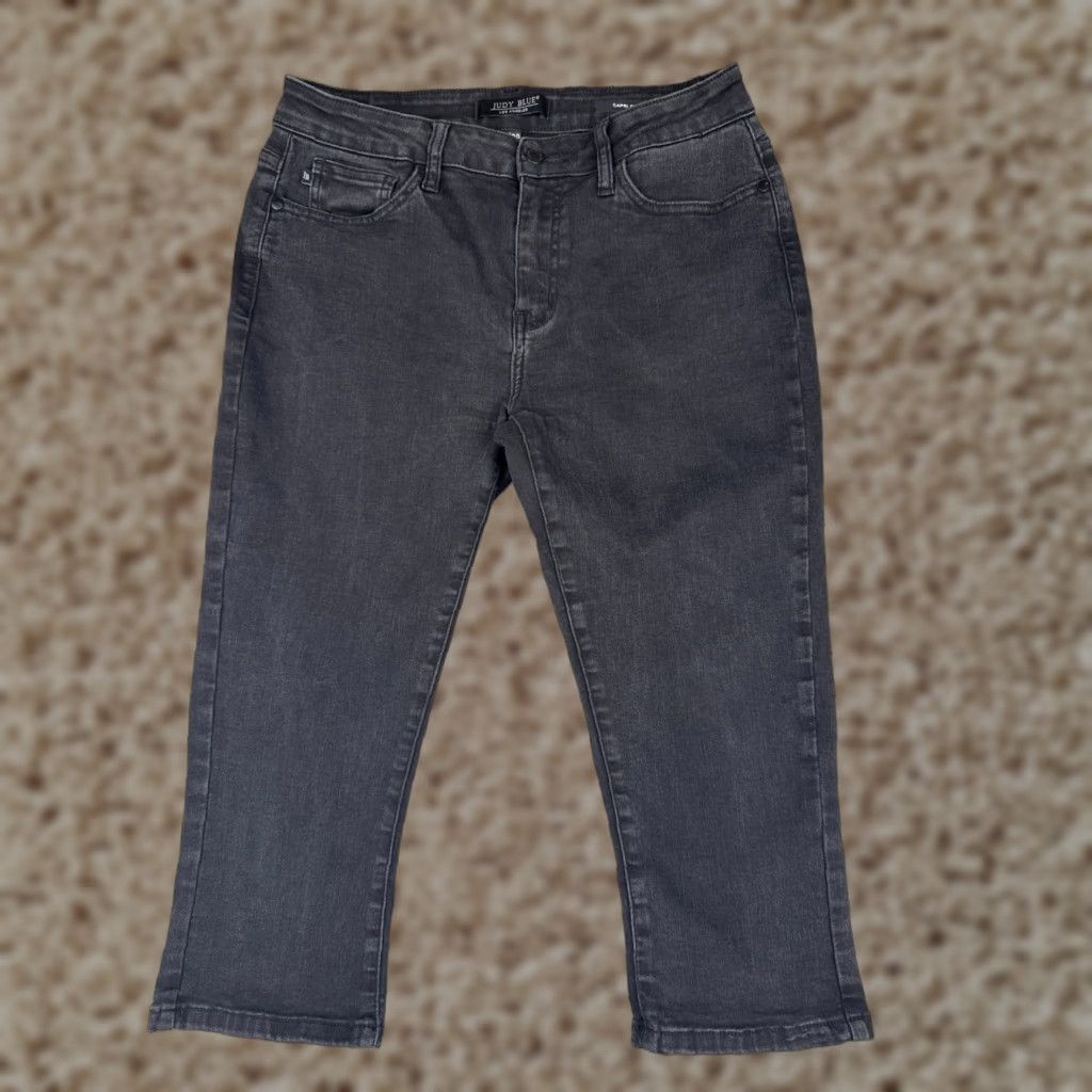 Vintage Judy Blue Jeans Capri Crop Mid Rise 30x19 Black Denim Cotton Blend 9 Juniors Size 30" / US 8 / IT 44 - 1 Thumbnail