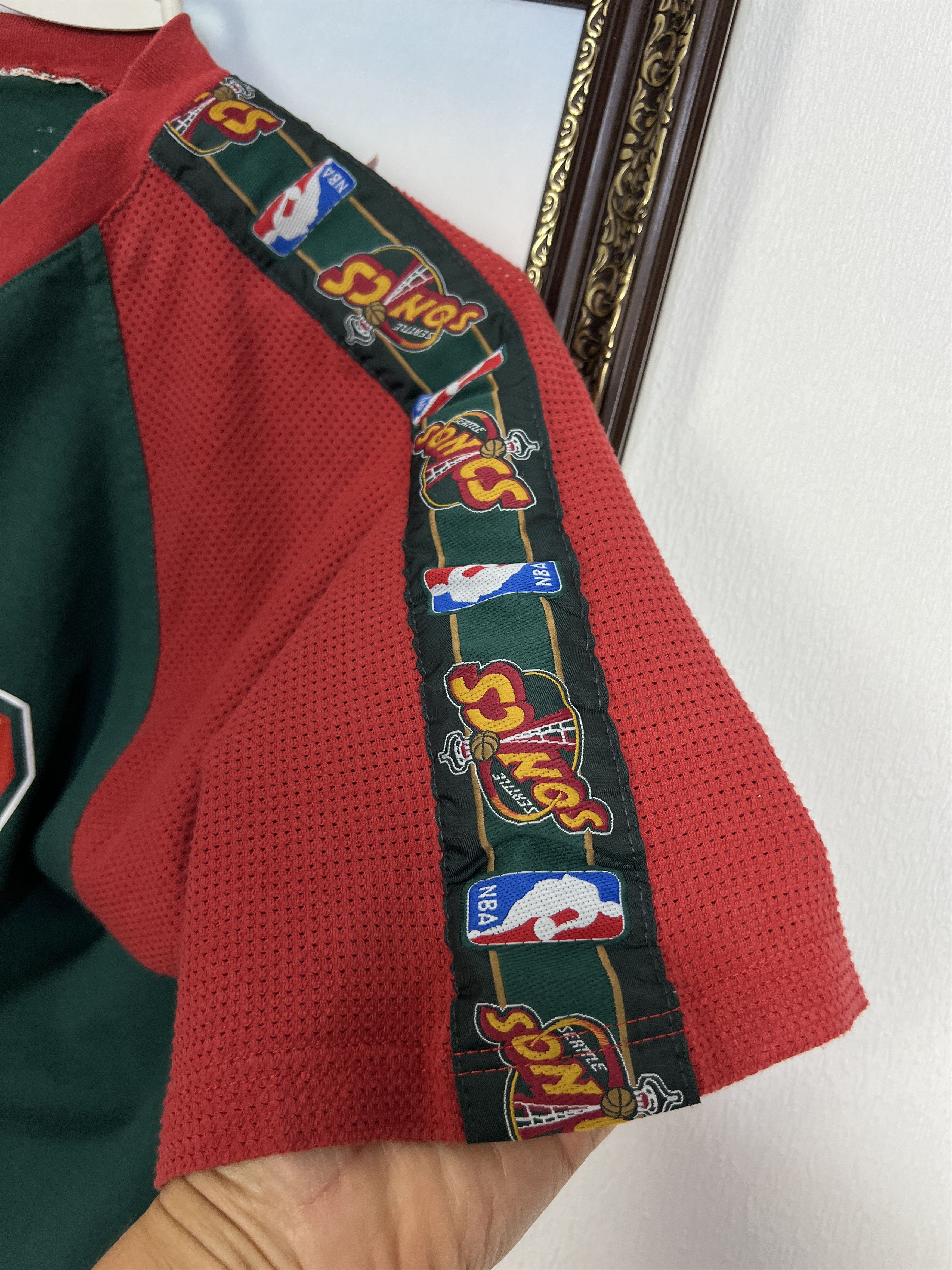 Champion Vintage Seattle Super Sonics Warm Up Jersey Over Print Shirt Size US L / EU 52-54 / 3 - 6 Thumbnail