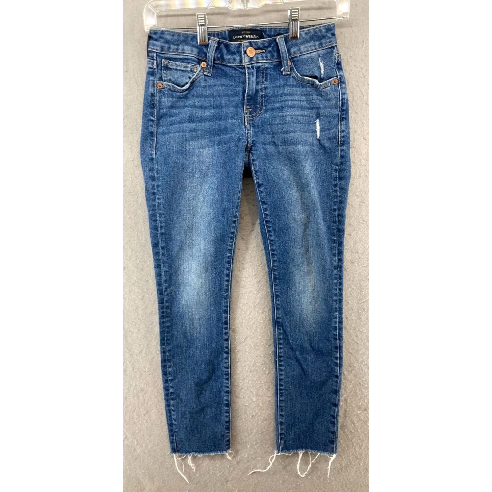 Lucky Brand Lucky Brand Lolita Skinny Jeans 00 24 Blue Crop Raw Hem Denim Woman Slim 5-Pocket Modern Bohemian Size 24" / US 00 / IT 34 - 2 Thumbnail