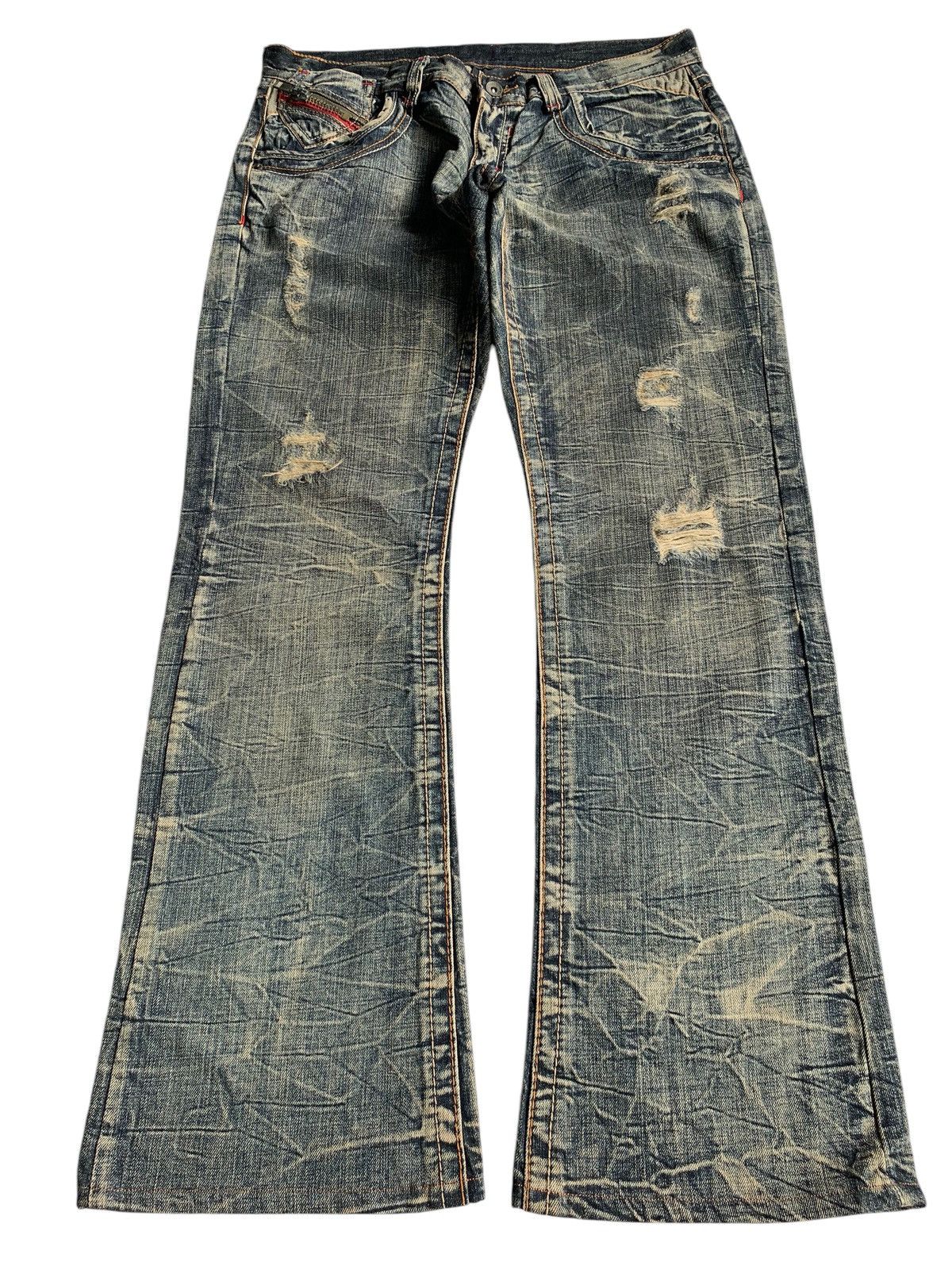 FLARE💥 SEMANTIC DESIGN RUSTY JAPANESE DISTRESSED DENIM