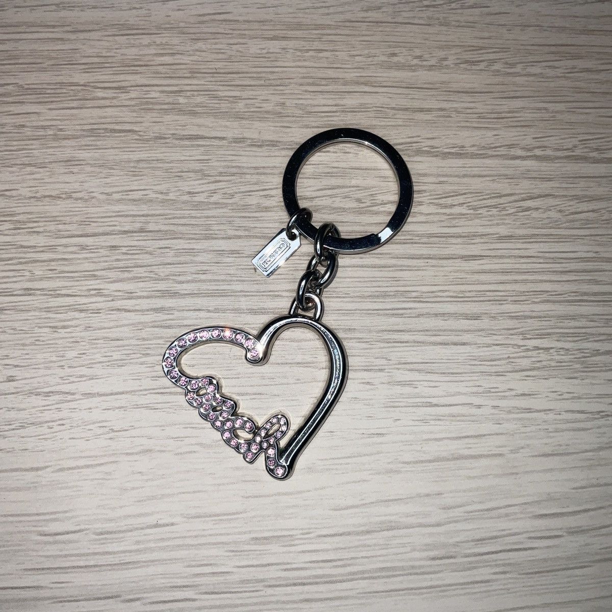 Coach × Vintage Vintage Coach Pave Heart Script Crystal Bag Charm Keychain Size ONE SIZE - 1 Thumbnail