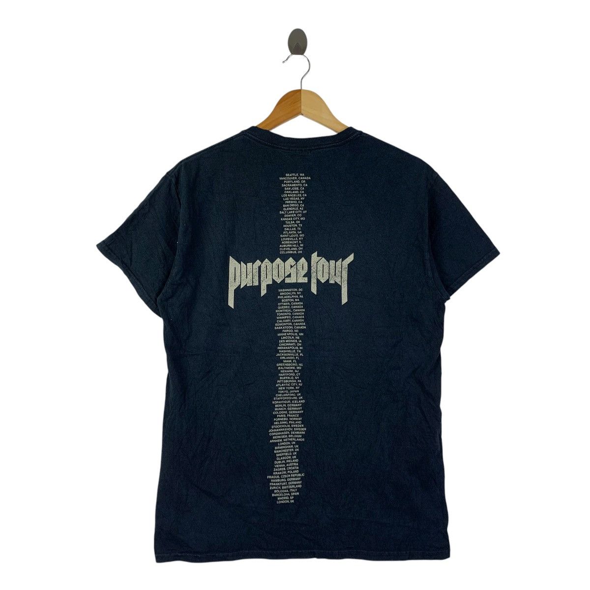 Vintage Justin Bieber Purpose Tour 2016-17 Black Graphic Tee Shirt Size US M / EU 48-50 / 2 - 4 Thumbnail