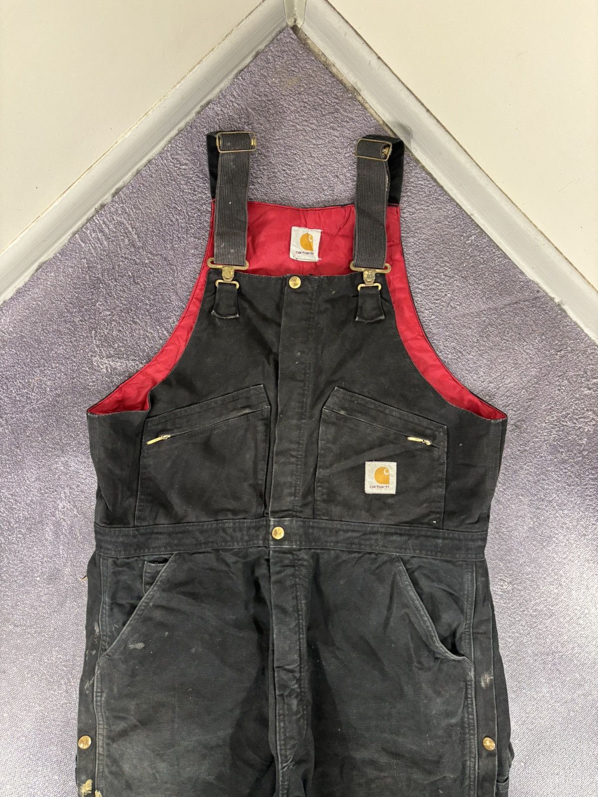 Carhartt Vintage Carhartt Bib Overalls Quilted Lined R04 BLK Canvas Size US 38 / EU 54 - 11 Thumbnail