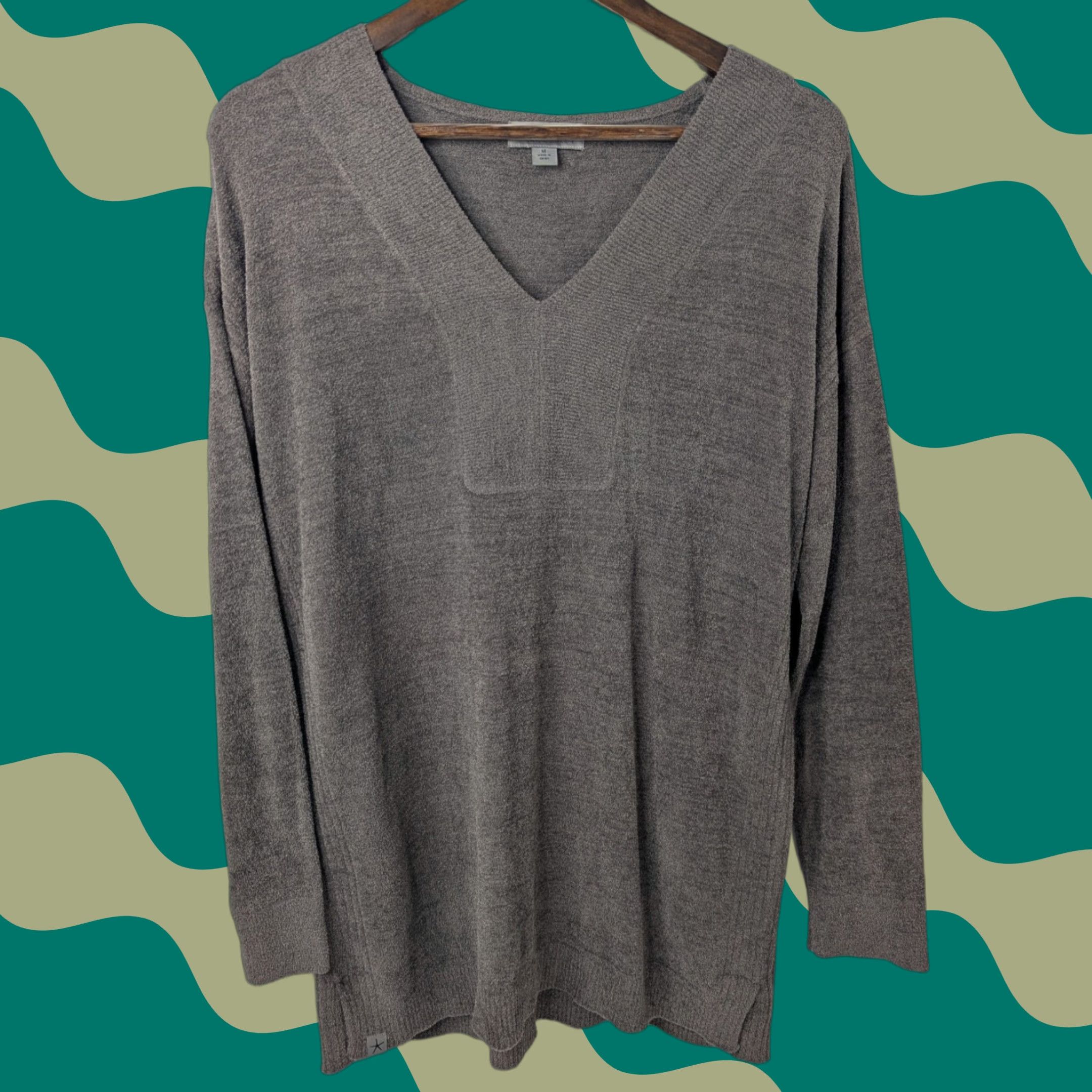 Vintage Barefoot Dreams CozyChic Ultra Lite V-Neck Tunic Sweater M Brown Women Long Sleeve Casual Classic Designer Beach Coastal Grandma Sleepwear Top Shirt Size M / US 6-8 / IT 42-44 - 1 Thumbnail