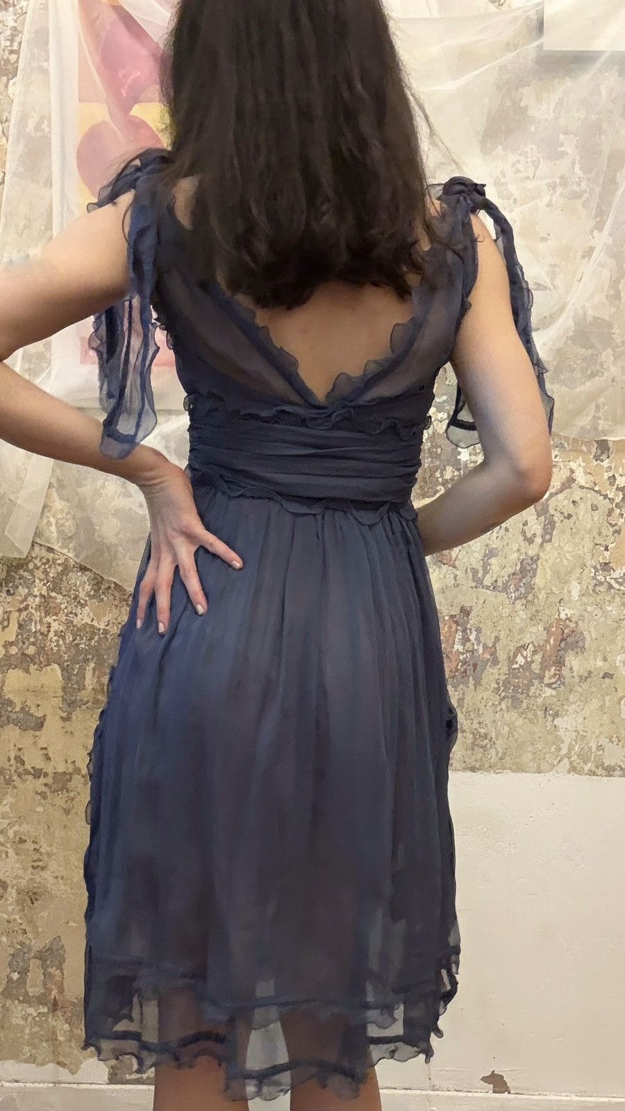 Fendi Fendi Blue Silk Chiffon Dress, size XS-S Size S / US 4 / IT 40 - 3 Thumbnail