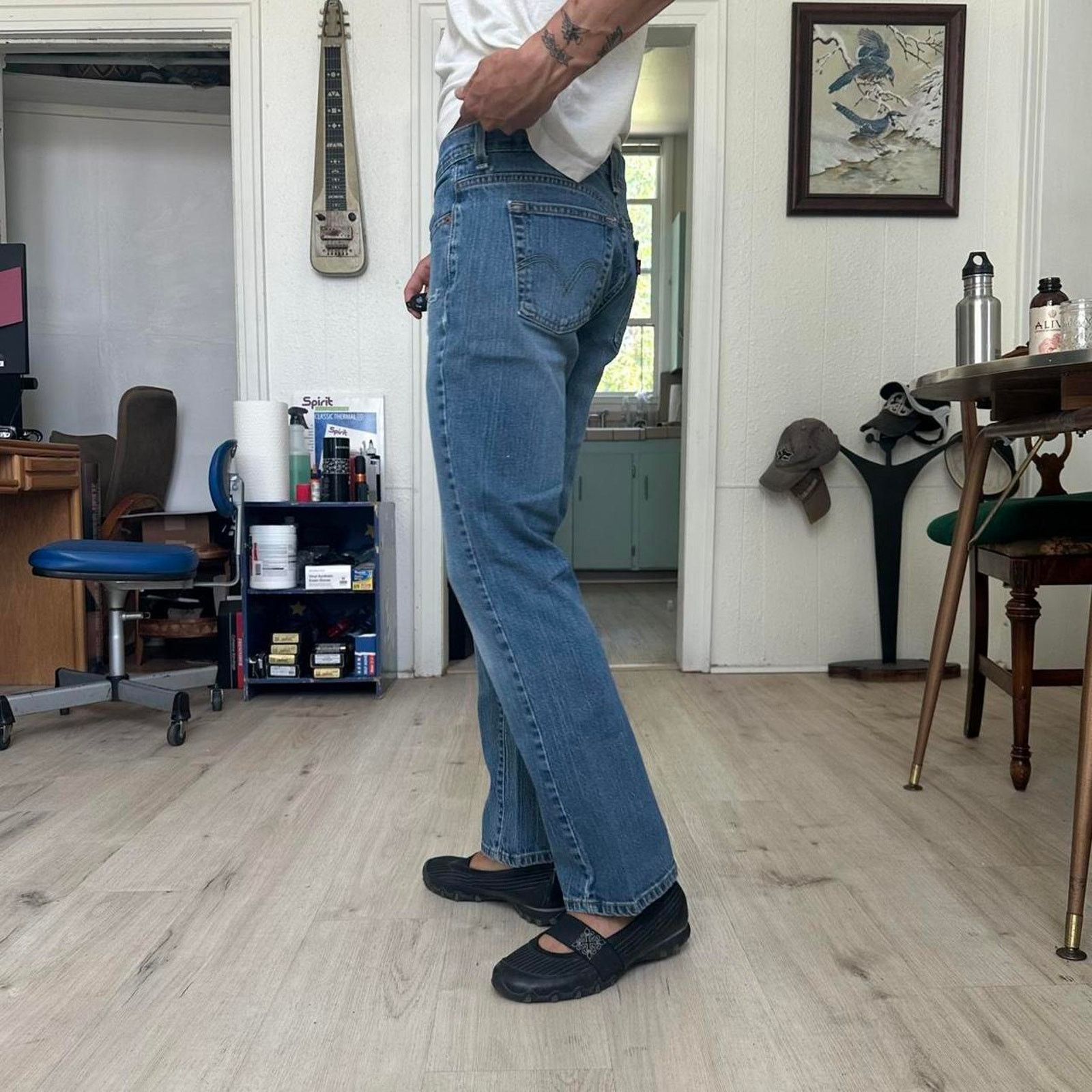 Levi's Vintage Y2K Low Rise Levis Bootcut Fare Denim Short Jeans Size 30" / US 8 / IT 44 - 3 Thumbnail