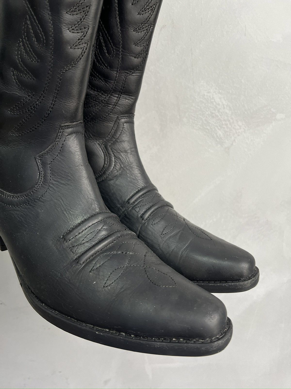 Western Rise Western style black guidi style cowboy boots y2k Size US 10 / EU 43 - 3 Thumbnail