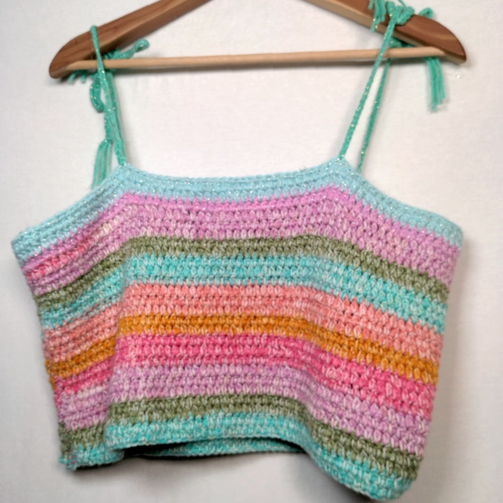 Vintage VINTAGE Handmade Crochet Tube Top Women L/XL Pastel Rainbow Metallic Threads Beach Festival Summer Boho Casual Size L / US 10 / IT 46 - 2 Thumbnail
