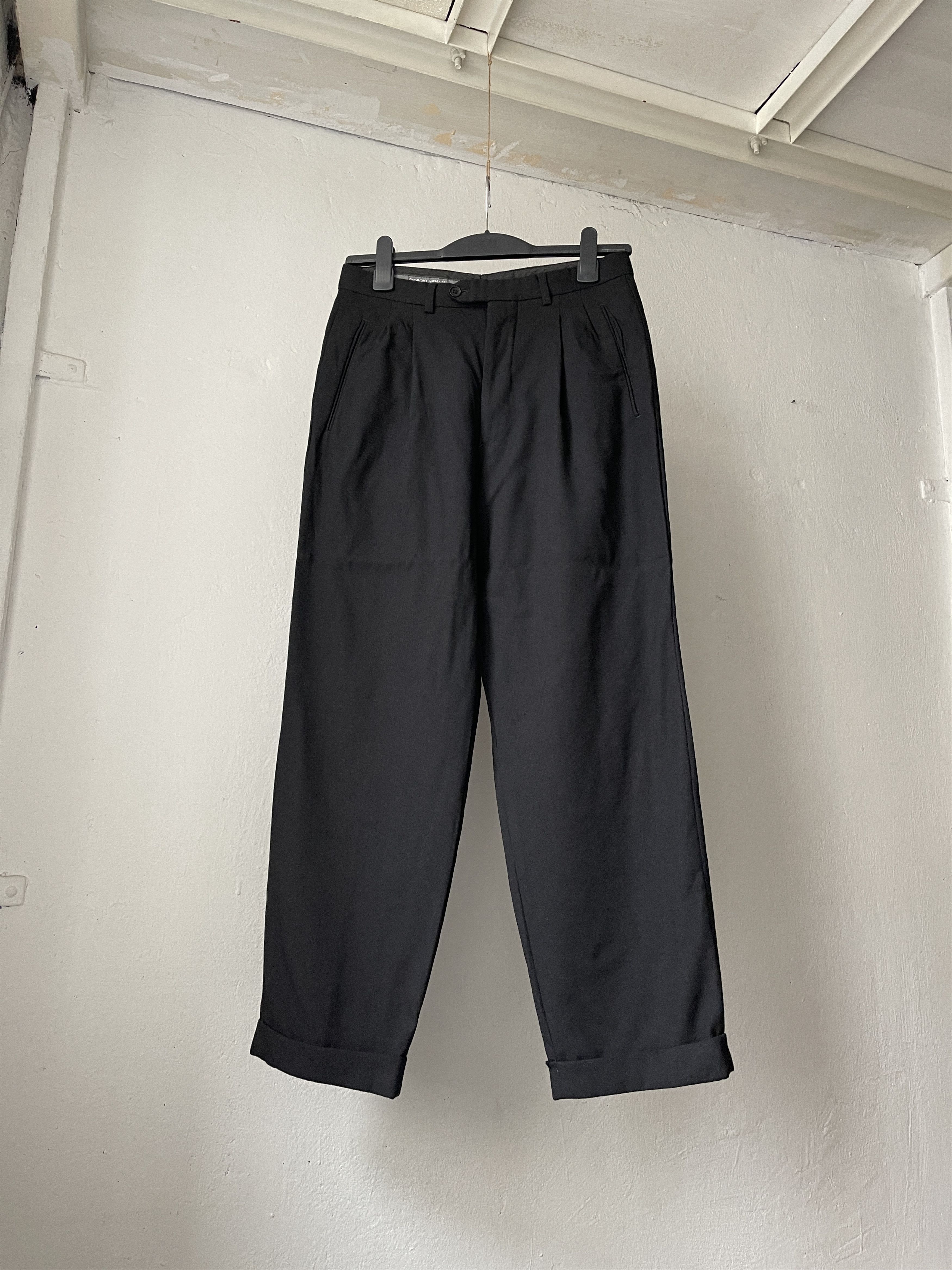Armani Collezioni × Vintage Armani Collezioni Black Wool High Waist Formal Pants Size US 30 / EU 46 - 5 Thumbnail