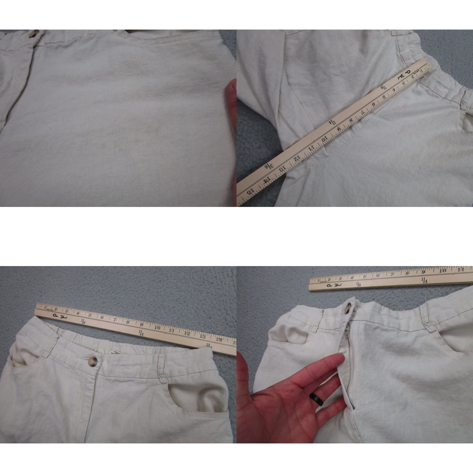 Vintage HG Pants Womens L Beige Linen Rayon Wide-Leg Cargo Beach Coastal Resort Casual Size 36" / US 14 / IT 50 - 8 Thumbnail