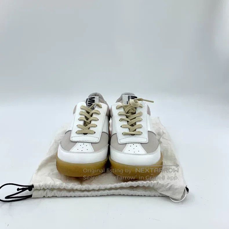 Maison Margiela Maison Margiela White leather-lacing casual flat sneakers Size US 7.5 / IT 37.5 - 8 Thumbnail
