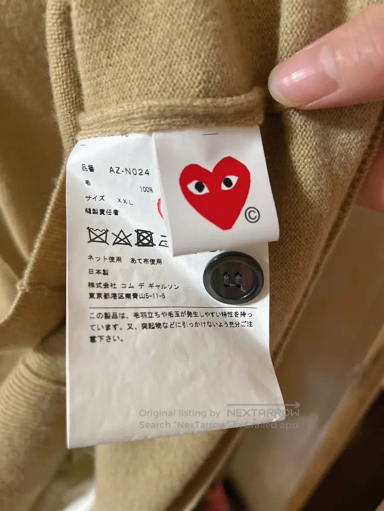 Comme des Garcons Comme Des Garcons Camel V-neck cardigan with small black h Size XXL / US 16-18 / IT 52-54 - 6 Thumbnail