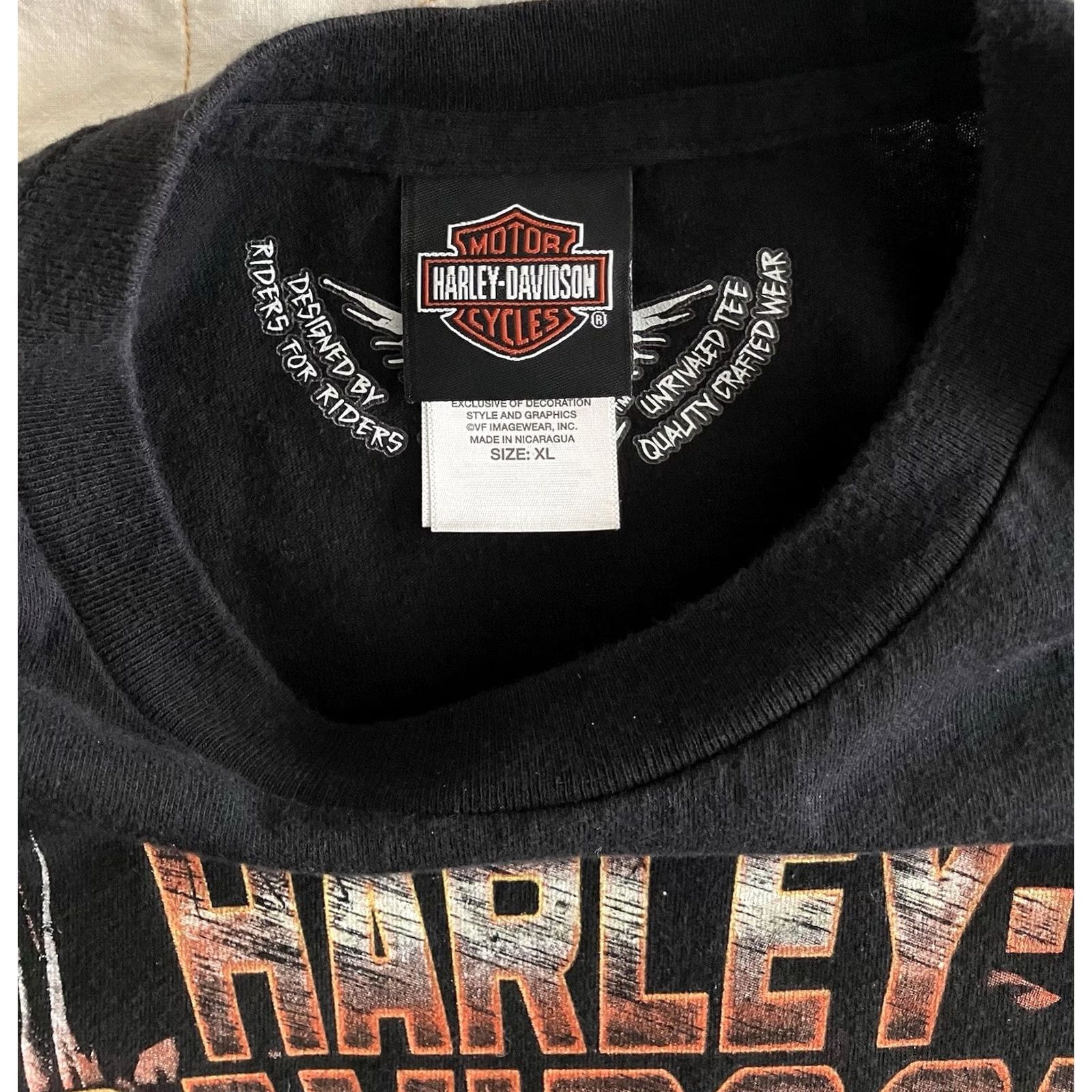 Harley Davidson Harley-Davidson Eagle Print T-Shirt Adult XL Black | Men | Short Sleeve Crew Neck Cotton Logo Graphic Size US XL / EU 56 / 4 - 3 Thumbnail
