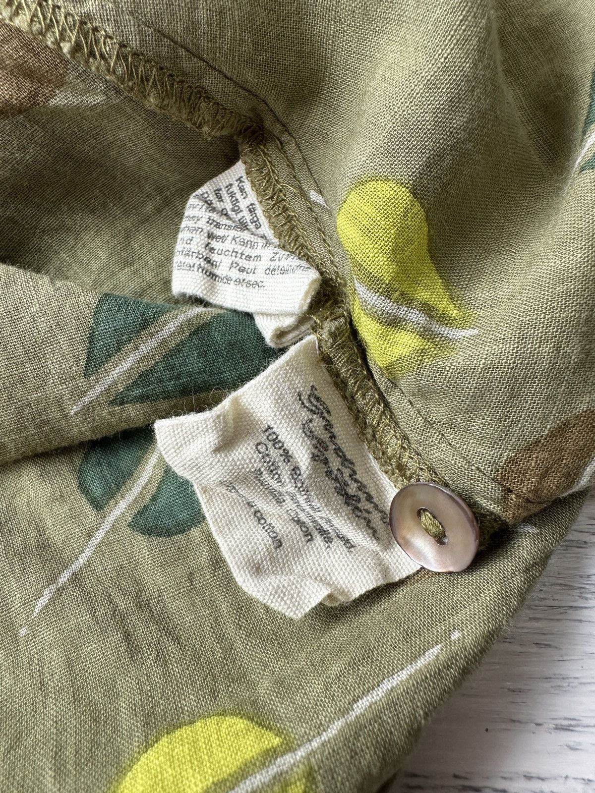 Gudrun Sjoden GUDRUN SJODEN Olive Leaf Print Cotton Tunic Blouse Lagenlook Size M / US 6-8 / IT 42-44 - 10 Thumbnail