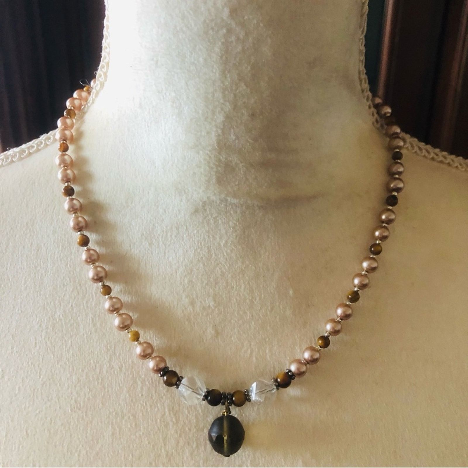 Handmade Handcrafted repurpose unique facet mookaite Pearl necklace Size ONE SIZE - 2 Thumbnail