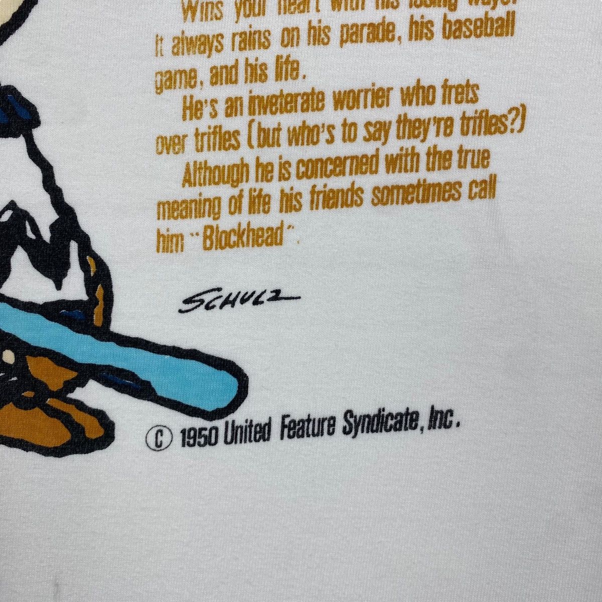 Peanuts × Vintage Vintage 50's CHARLIE BROWN Schulz Cartoon Graphic Tee Shirt Size US L / EU 52-54 / 3 - 3 Thumbnail