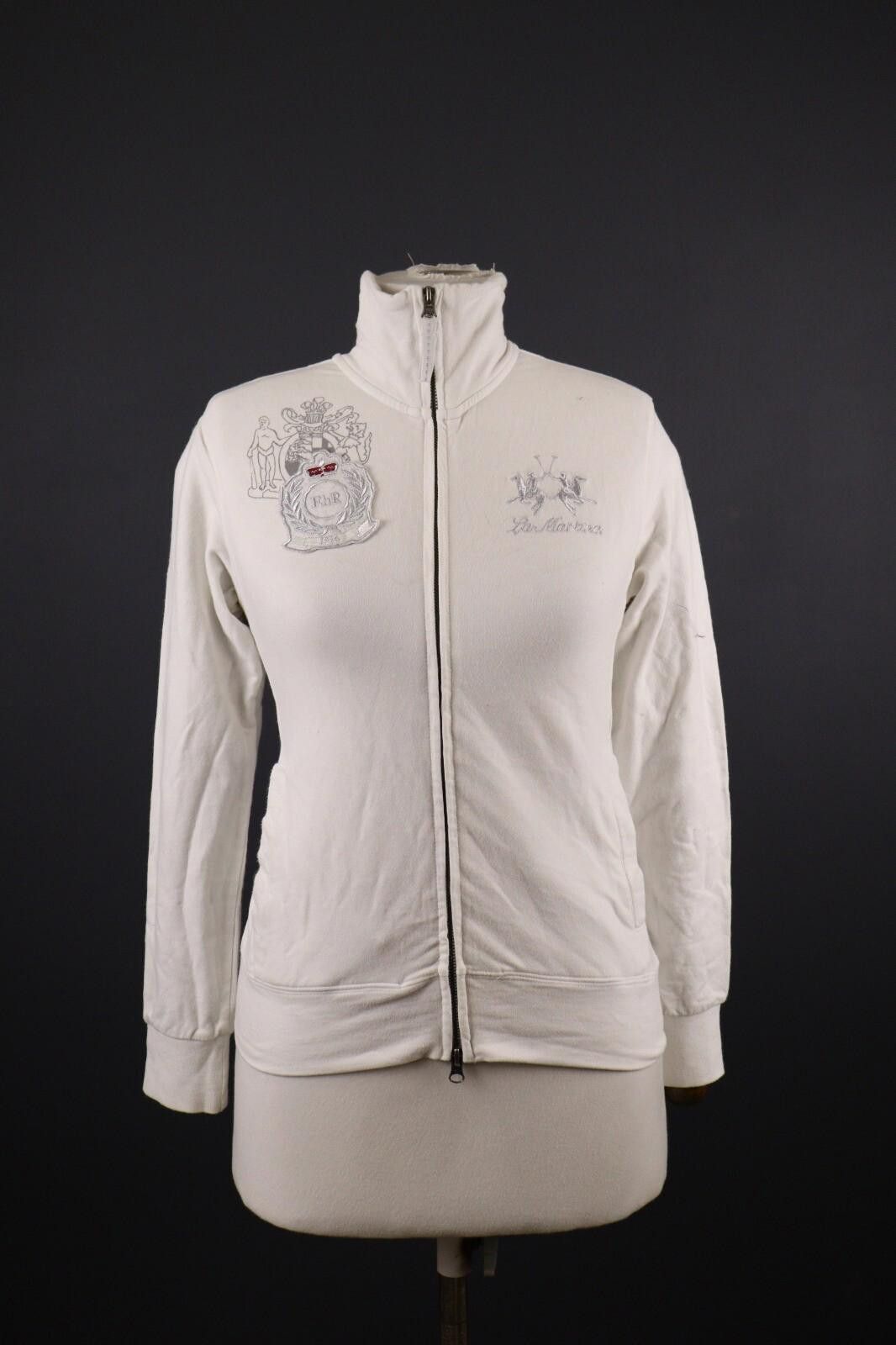 La Martina La Martina White Full Zip Long Sleeve Sweater Size M Size M / US 6-8 / IT 42-44 - 1 Thumbnail