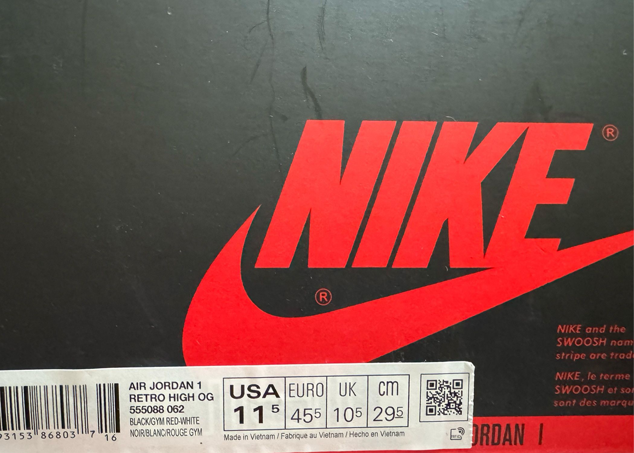Nike 2019 Nike Air Jordan 1 I Retro High OG "Bloodline" Size 11.5 Size US 11.5 / EU 44-45 - 9 Thumbnail