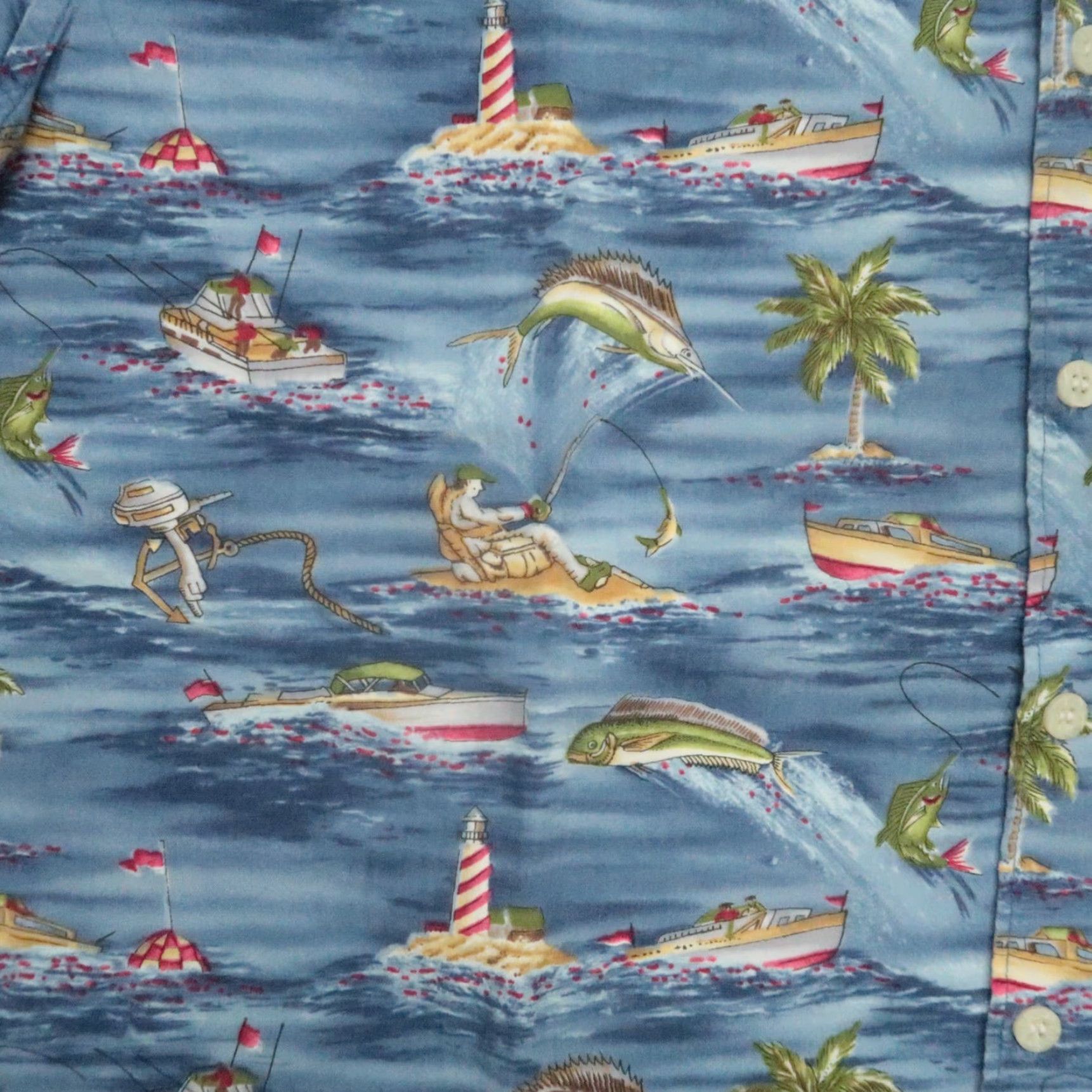 Reyn Spooner VINTAGE Reyn Spooner Shirt Mens M Blue Graphic Print Short Sleeve Button-Up Collared Casual Theme Marlin 90s Mens Size US M / EU 48-50 / 2 - 4 Thumbnail