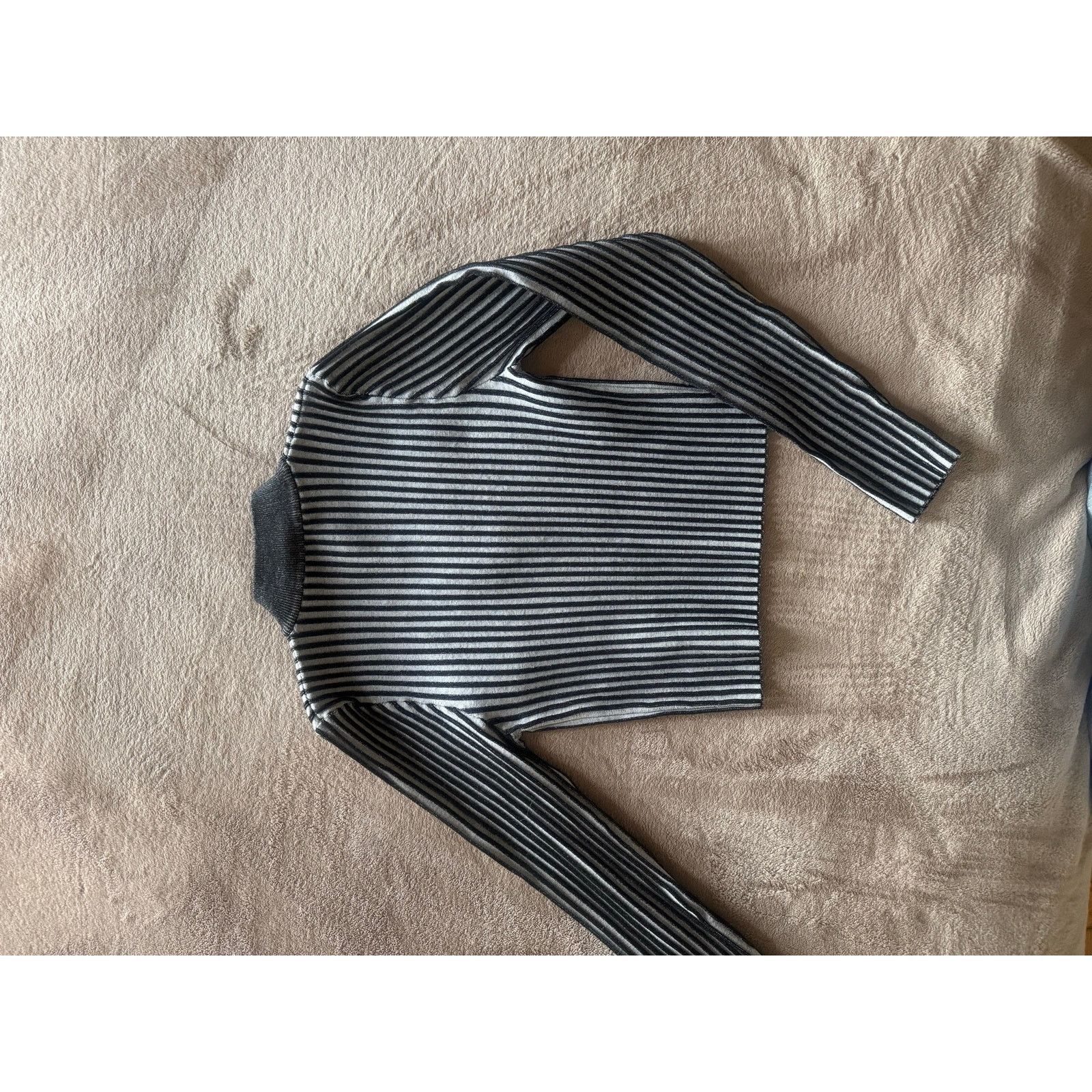 Zara Black White Stripe Full Zip Turtleneck Knit Top Y2K Preppy Size S / US 4 / IT 40 - 3 Thumbnail