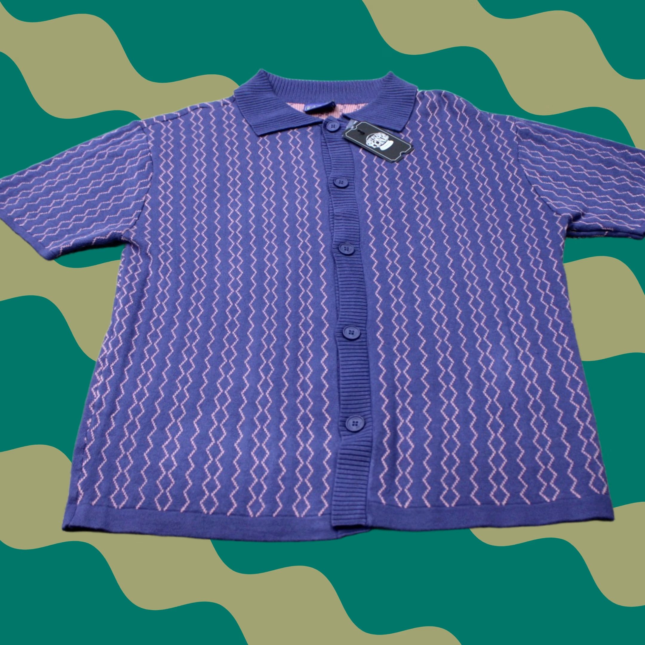 Vintage Coney Island Picnic Shirt Mens Medium Purple/Pink Knit Button-Up Short Sleeve Geometric Vintage? No (remove) Size US M / EU 48-50 / 2 - 1 Thumbnail