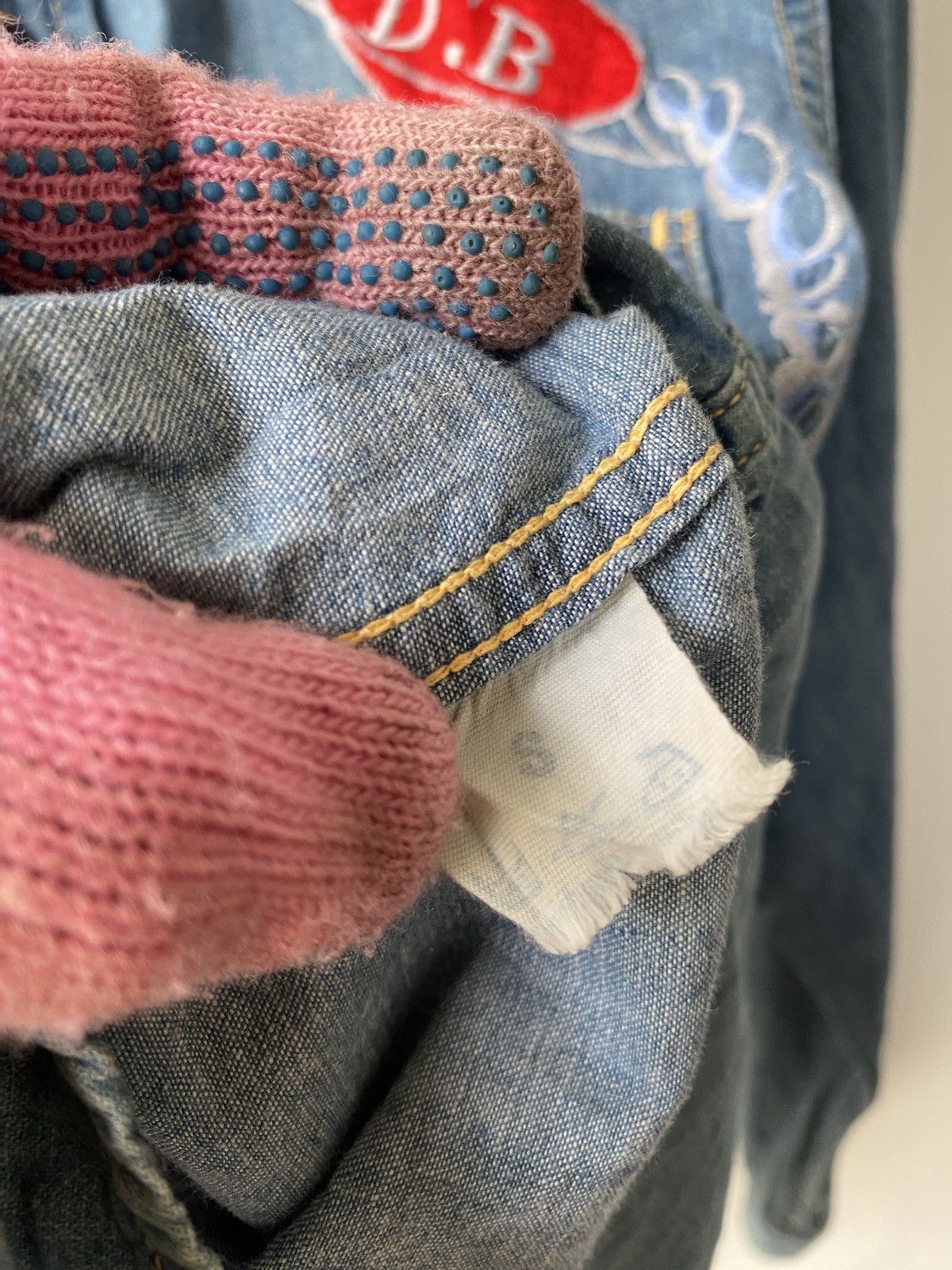 Indigo × Japanese Brand × Kapital Vintage 90s Japan Made In Indigo Spellout Design Shirt Size US M / EU 48-50 / 2 - 17 Thumbnail