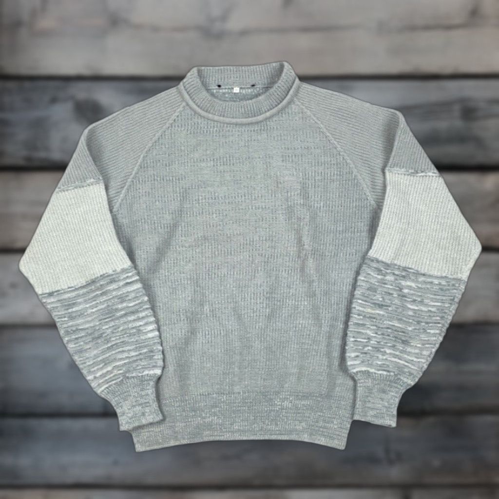 Vintage VTG Gray Chunky Knit Pullover Sweater Wool Blend Italy Made M Men High Neck 80s 90s Preppy Vintage Classic Casual Mens Size US M / EU 48-50 / 2 - 1 Thumbnail