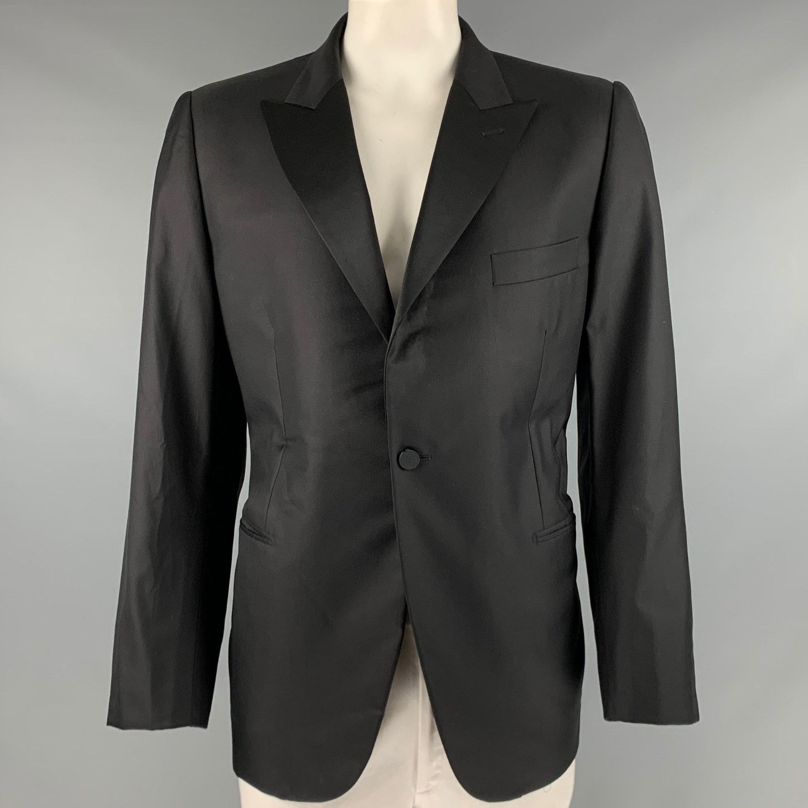 Lanvin LANVIN Size 46 Black Wool Silk Tuxedo Sport Coat Size 46R - 1 Thumbnail