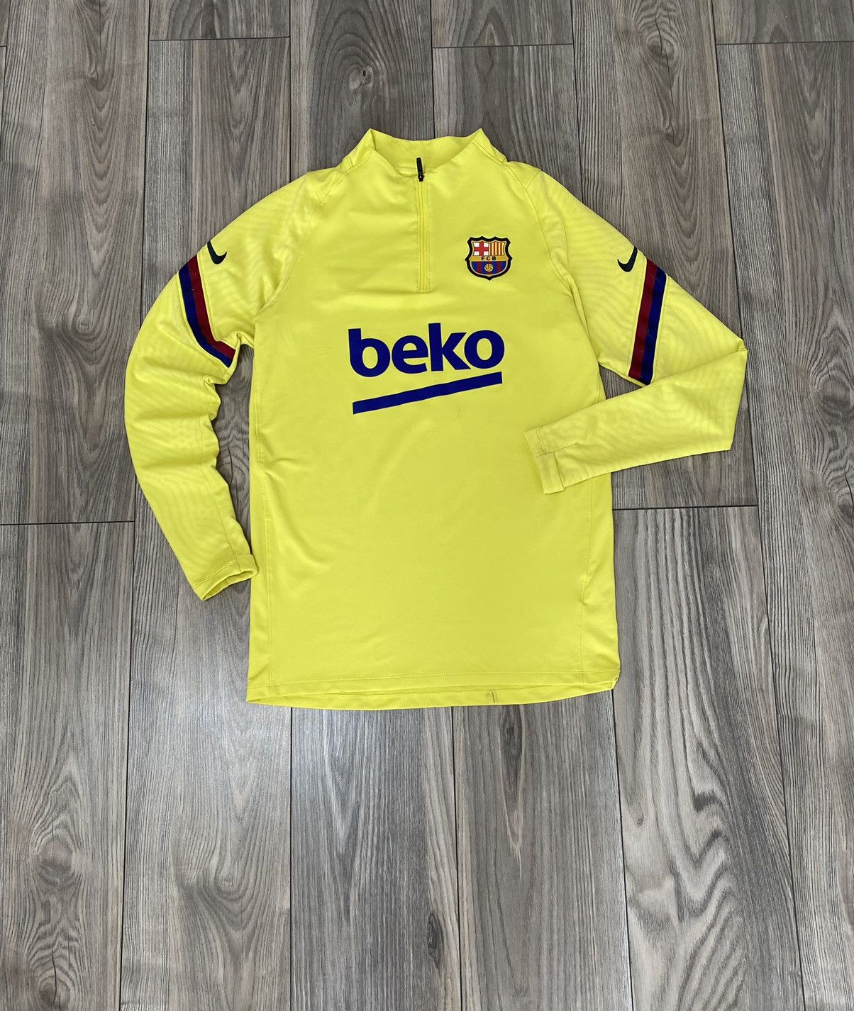 Nike Nike F.C. Barcelona Yellow Training Jersey Long Sleeve Size US S / EU 44-46 / 1 - 1 Thumbnail
