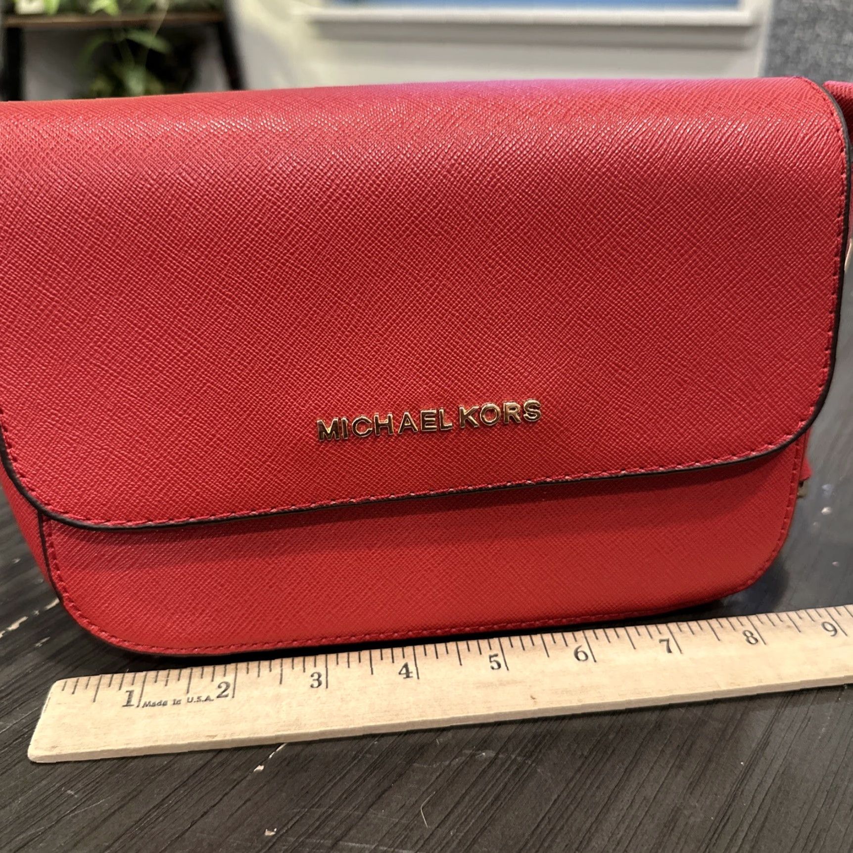 Michael Kors Michael Kors Ellis MD Flap Messenger Purse Crossbody Leather Mandarin Red Women Size ONE SIZE - 7 Thumbnail