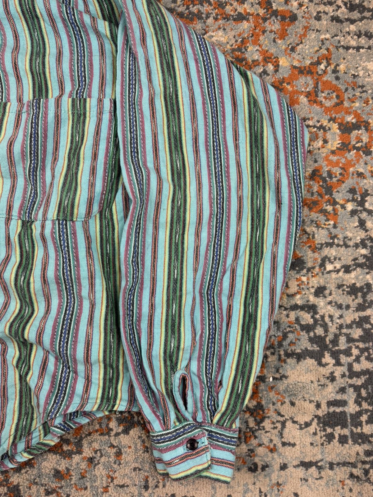 Japanese Brand × Vintage Vintage 90s super boxy baggy striped canvas worker shirt Size US XL / EU 56 / 4 - 4 Thumbnail