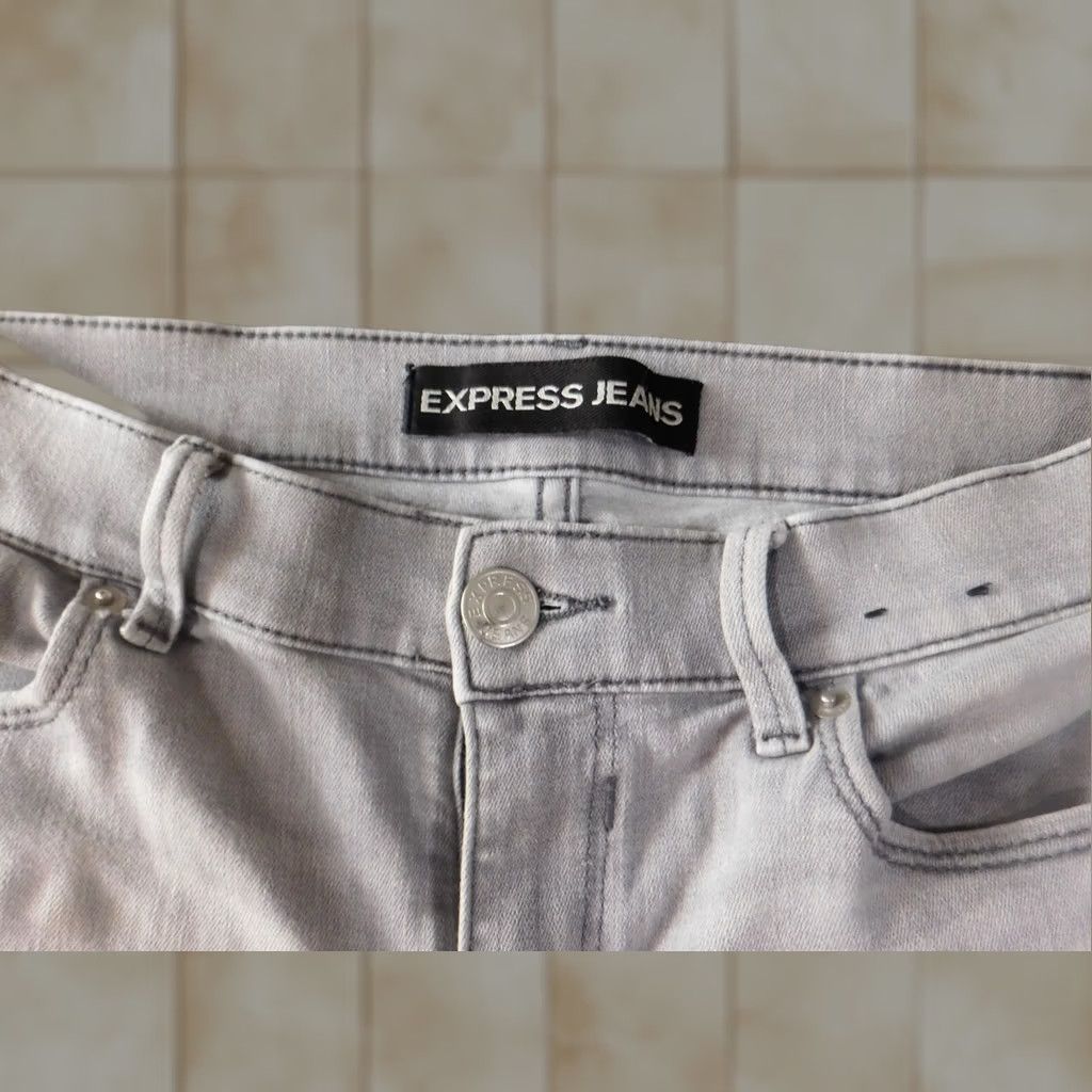 Express Express Womens Jeans 8 Gray Distressed Stretch Denim Mid Rise Regular Size 30" / US 8 / IT 44 - 1 Thumbnail