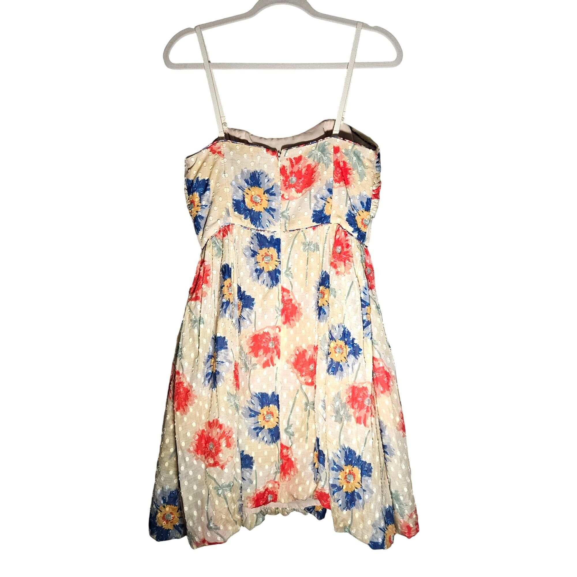 Anna Sui Anna Sui Woman Cream Floral Mini Dress 6 Romantic Indie Cott Size M / US 6-8 / IT 42-44 - 3 Thumbnail