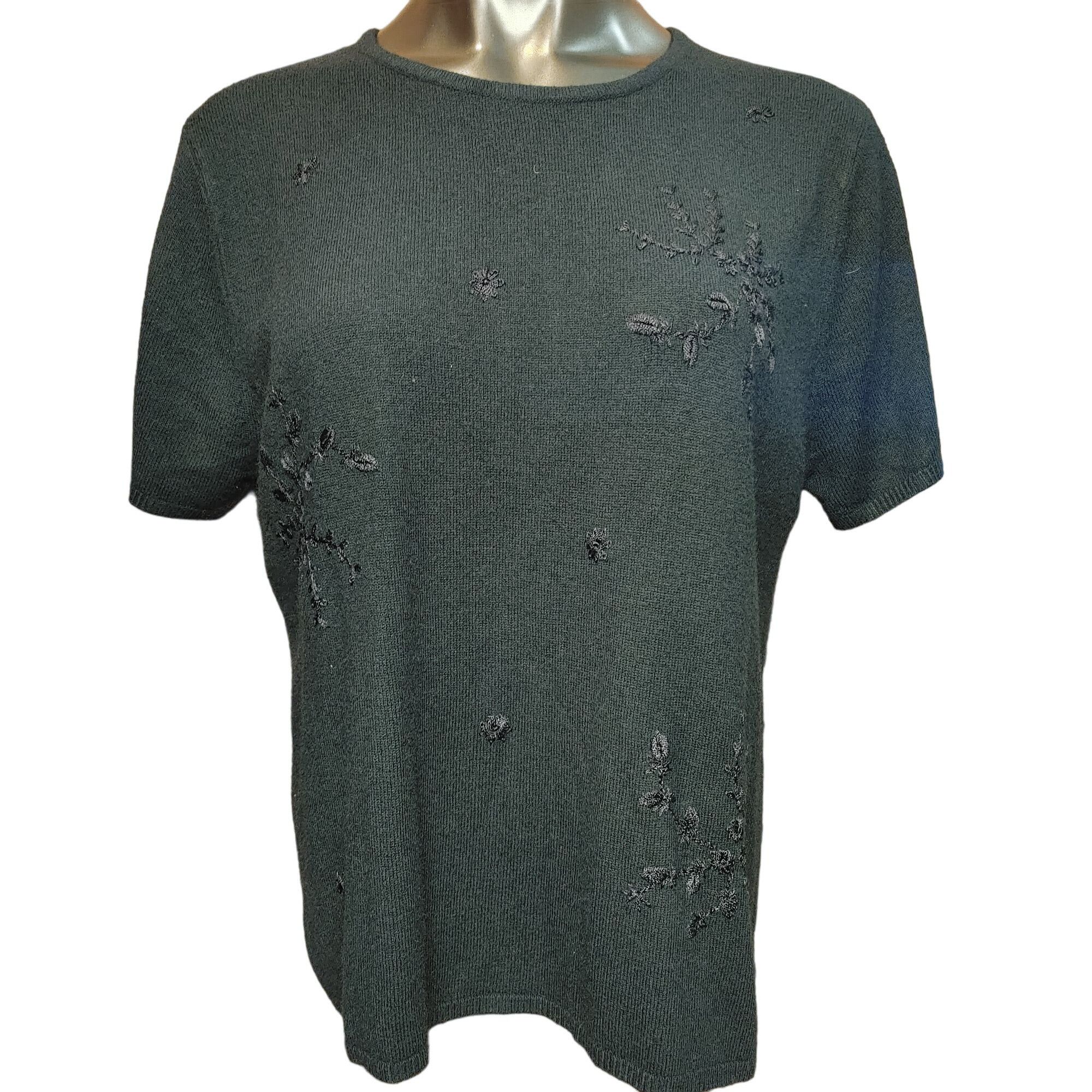 Other Kathie Lee Collection Women's Black Floral Basic T-Shirt XL Size XL / US 12-14 / IT 48-50 - 1 Thumbnail