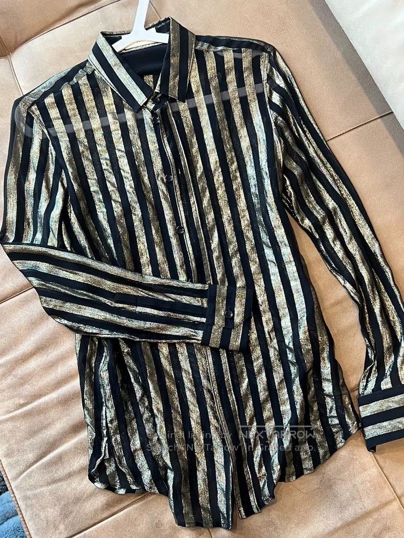 Saint Laurent Paris Saint Laurent Paris size 38 Black and Gold Mulberry Silk S Size M / US 6-8 / IT 42-44 - 2 Thumbnail