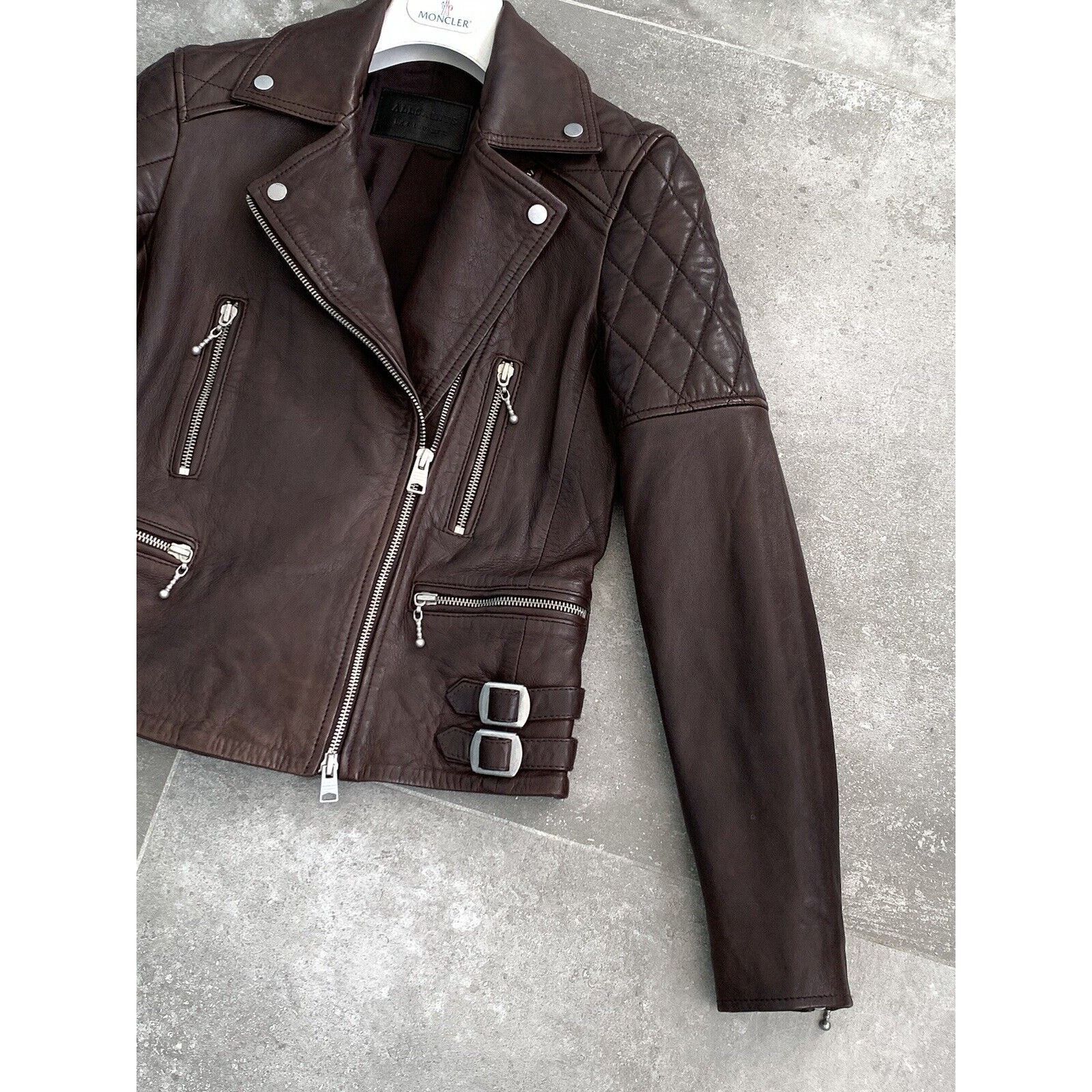Allsaints Women ALL SAINTS Armstead Leather Biker Jacket XXS UK 4 US 0 Size XXS / US 00 / IT 34 - 8 Thumbnail