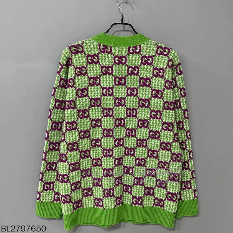 Gucci Gucci Avocado green plush full-print cardigan coat Size M / US 6-8 / IT 42-44 - 2 Thumbnail