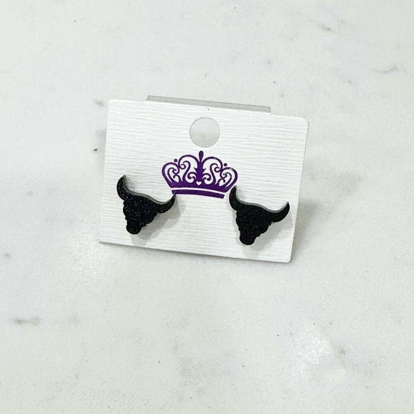 Other Black Glitter Bull Stud Earrings | Sz OS, NWT Size ONE SIZE - 5 Thumbnail