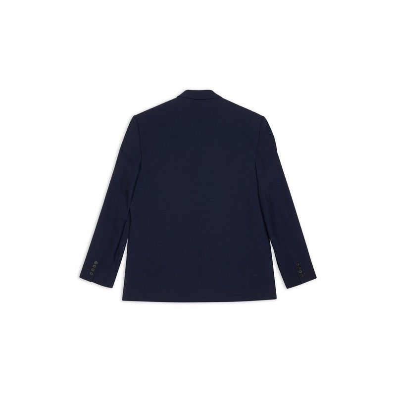 Balenciaga o1in1g1024 Regular Tailored Jacket in Dark Navy Size US L / EU 52-54 / 3 - 2 Thumbnail